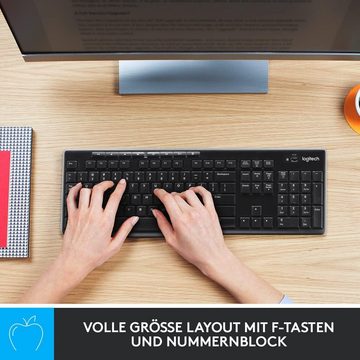 Logitech MK270 Desktop Education mit Silikonabdeckung - Tastatur Maus Tastatur- und Maus-Set, (1 St)