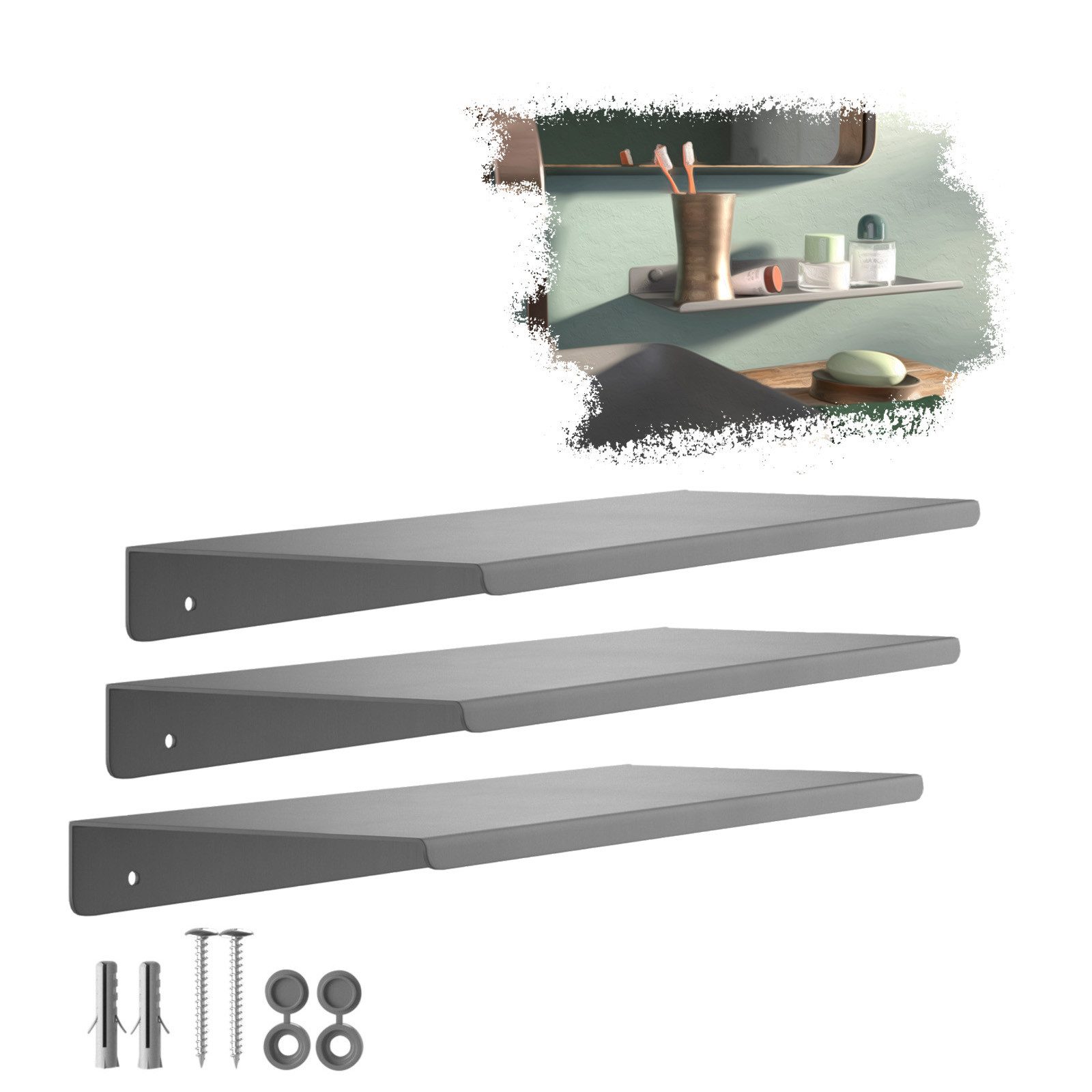 SO-TECH® Wandregal Schweberegal HOVER 35/45 x 13 x 3 cm inkl. Befestigungss günstig online kaufen