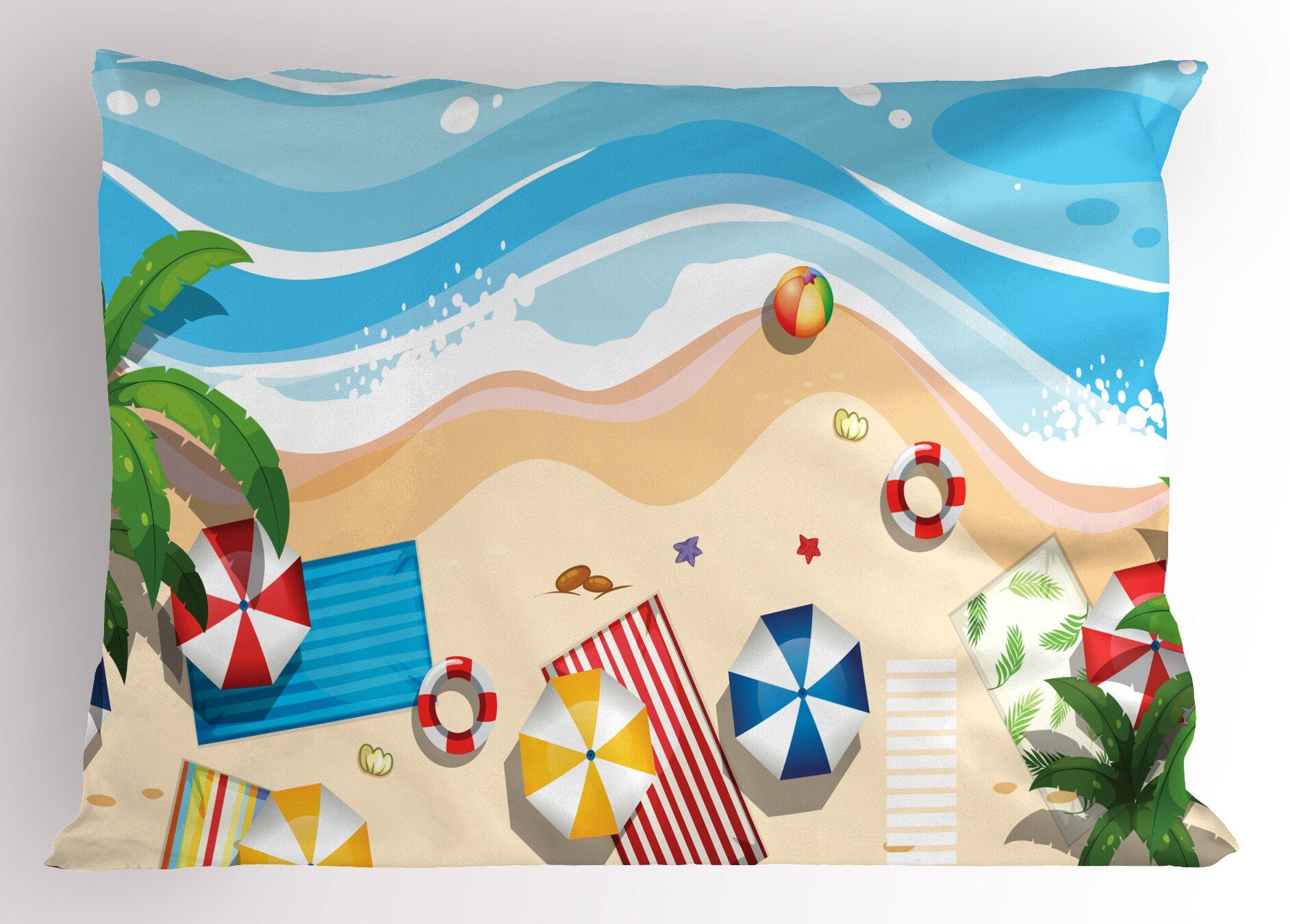 Abakuhaus Kissenbezüge Gedruckter (1 Grafik-Strand Sommer-Spaß-Cartoon Kissenbezug, Size Dekorativer Standard Stück), King