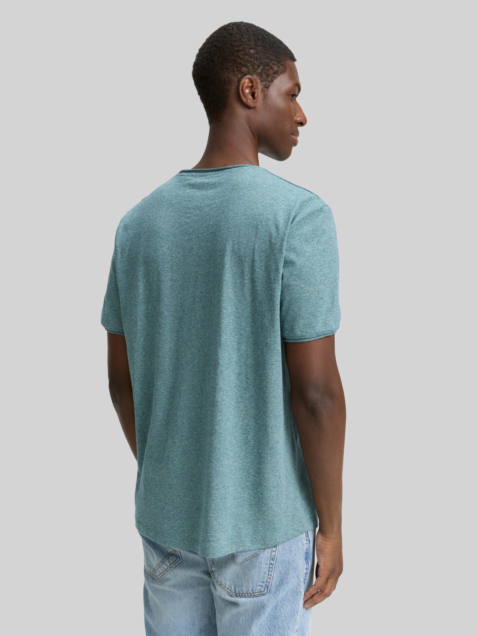 TOM TAILOR Denim T-Shirt T-Shirt (im Einserpack) T-Shirt in Melange Optik