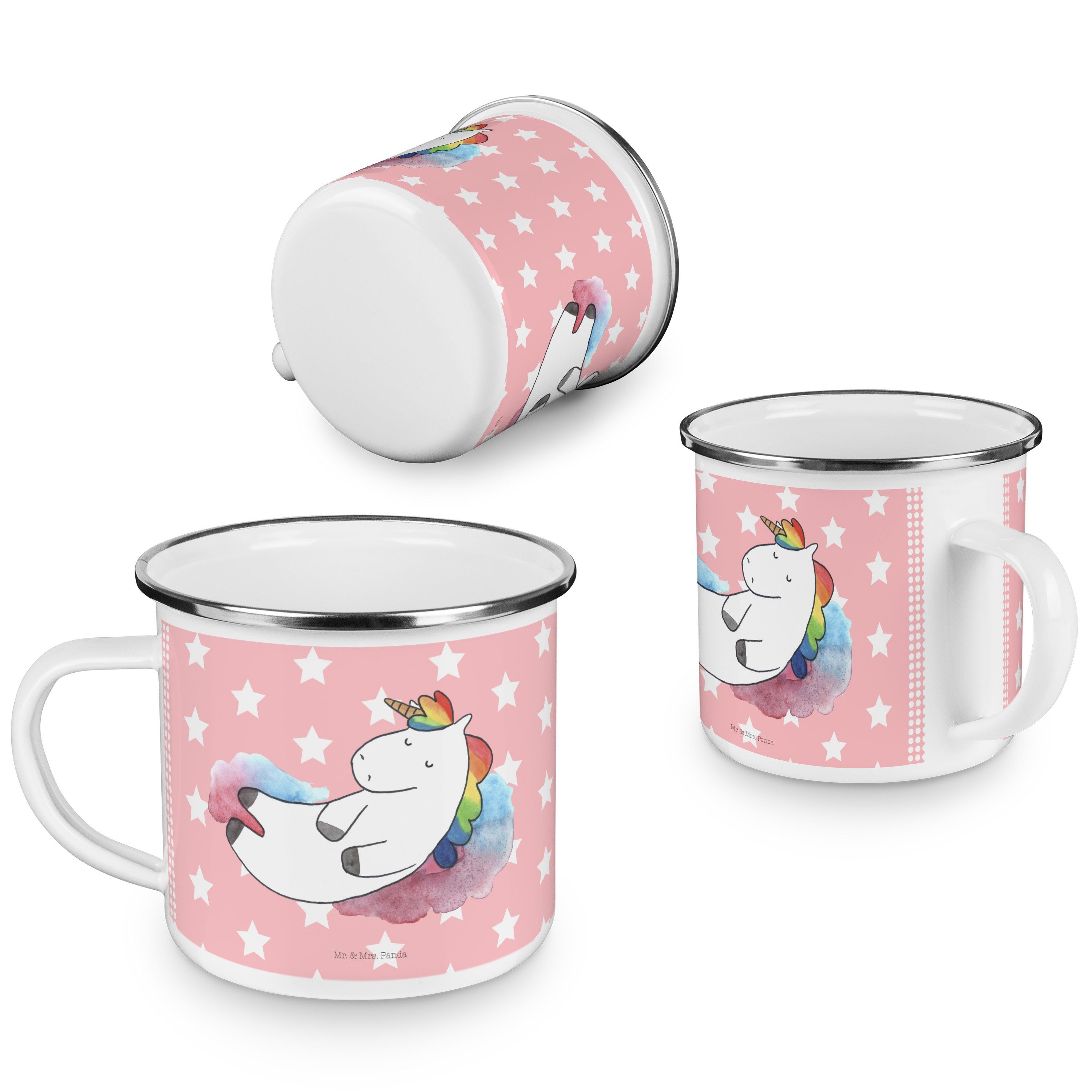 Geschenk, Panda - Campingtasse, Mr. Pastell & Emaille 7 Einhorn Rot T, Mrs. - Wolke Einhörner, Becher