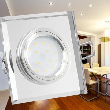 SSC-LUXon LED Einbaustrahler Flacher Design Einbaustrahler aus Glas quadratisch klar spiegelnd, Neutralweiß