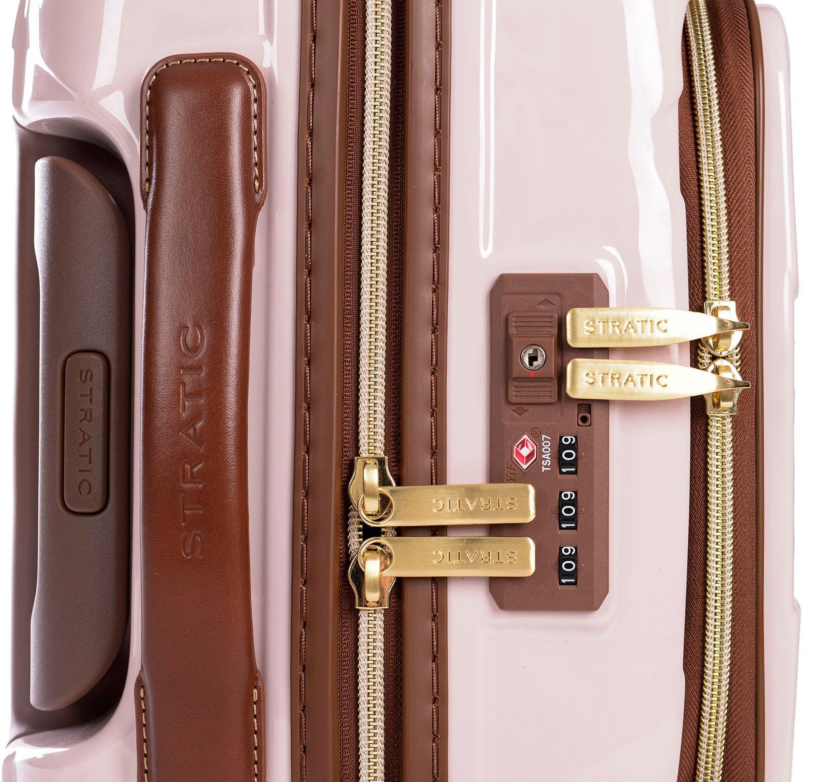 Stratic Hartschalen-Trolley Leather&More 4 mit S Laptopfach rose, mit Rollen, NFC-Chip; Vortasche