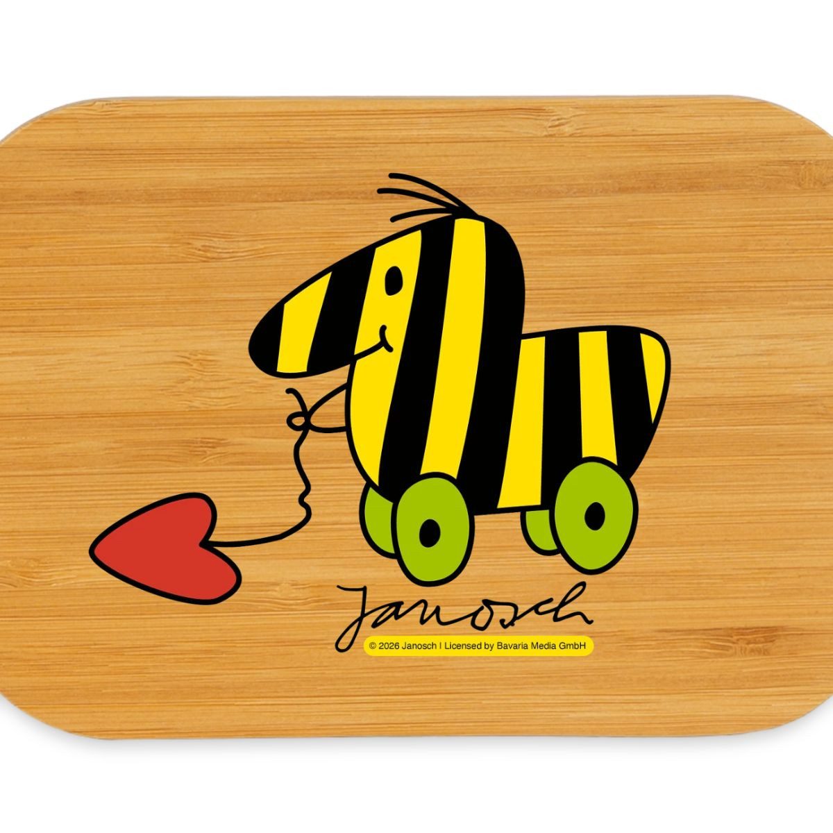 Spreadshirt Lunchbox Tigerente Herz Brotdose mit Bambusdeckel, Edelstahl, Bambus