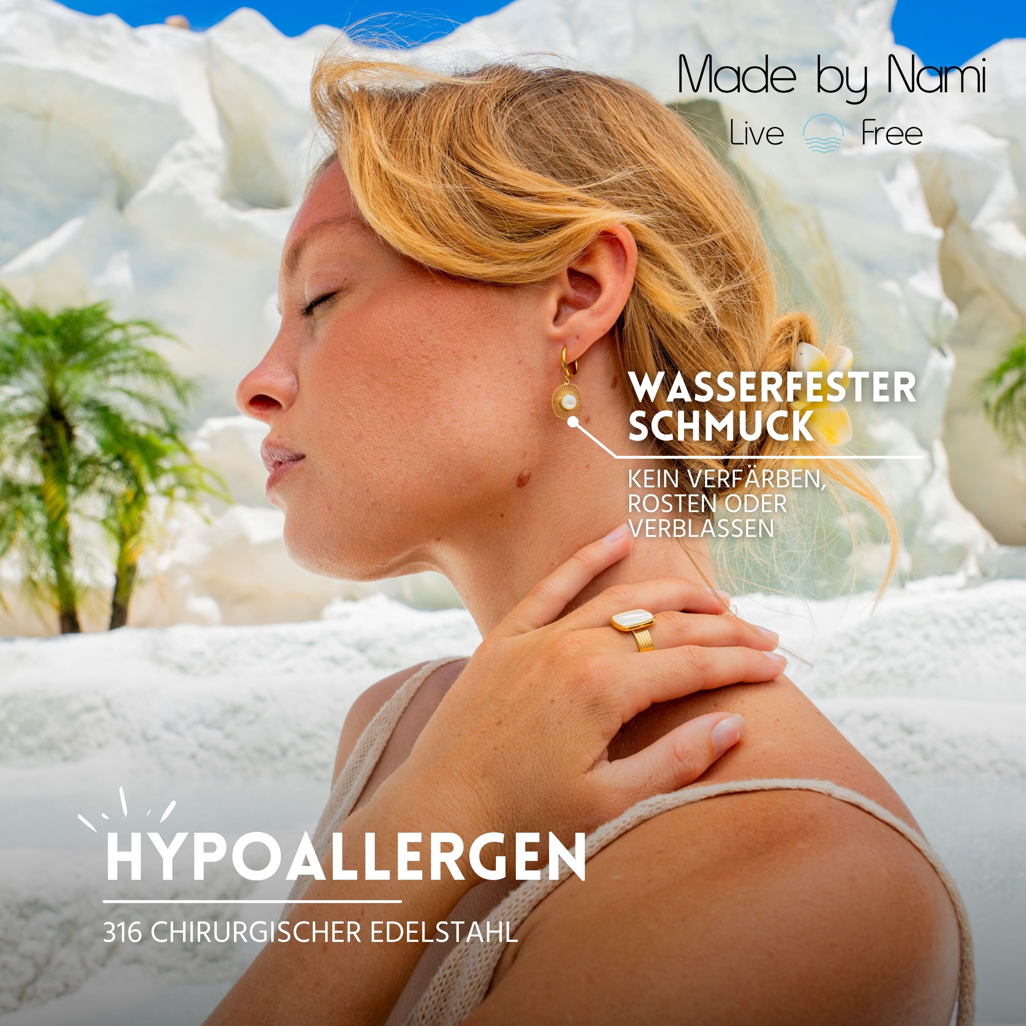 Made by Nami Ohrring-Set Hängend mit Sonnen Anhänger und Süßwasserperle aus günstig online kaufen