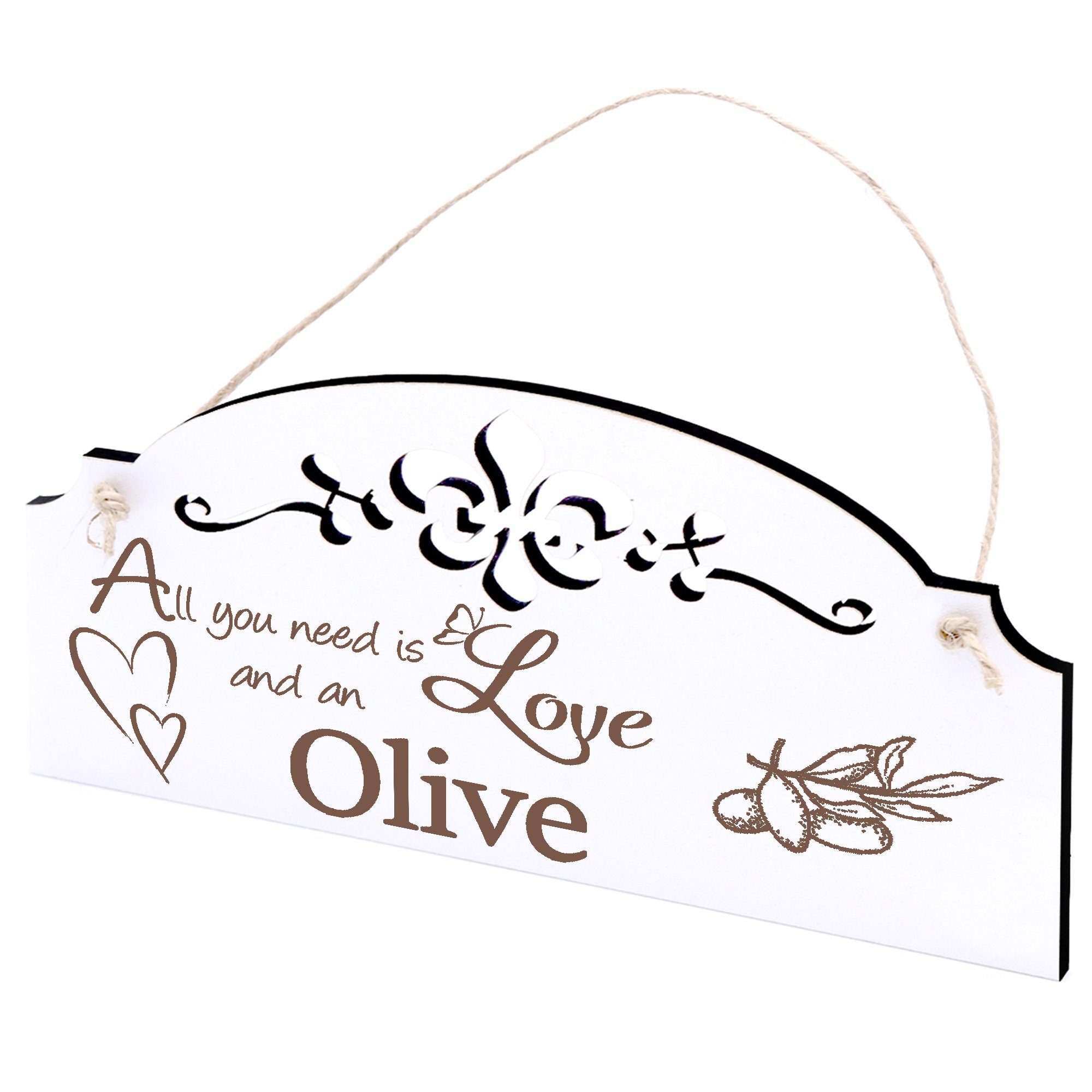 Dekolando Hängedekoration Olive Deko 20x10cm All you need is Love