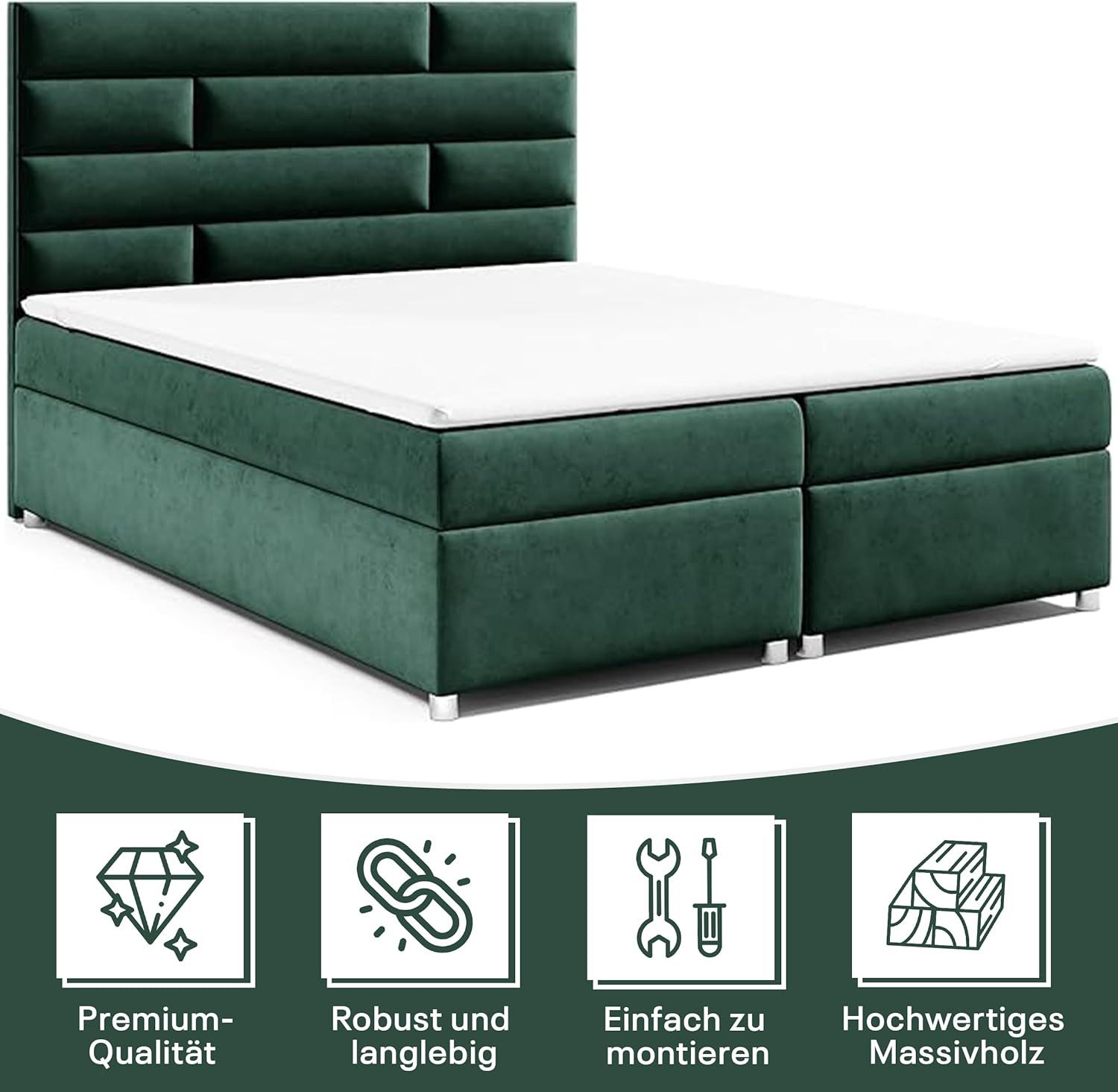 Best for Home Boxspringbett mit Stauraum Doppelbett Trinity K-5 Topper 7-Zonen Komfort – modern (Komplett-Set, 1-St., 140x200 160x200 180x200 200x200 cm), Handwerksqualität, TOP Preis-Leistungs-Verhältnis