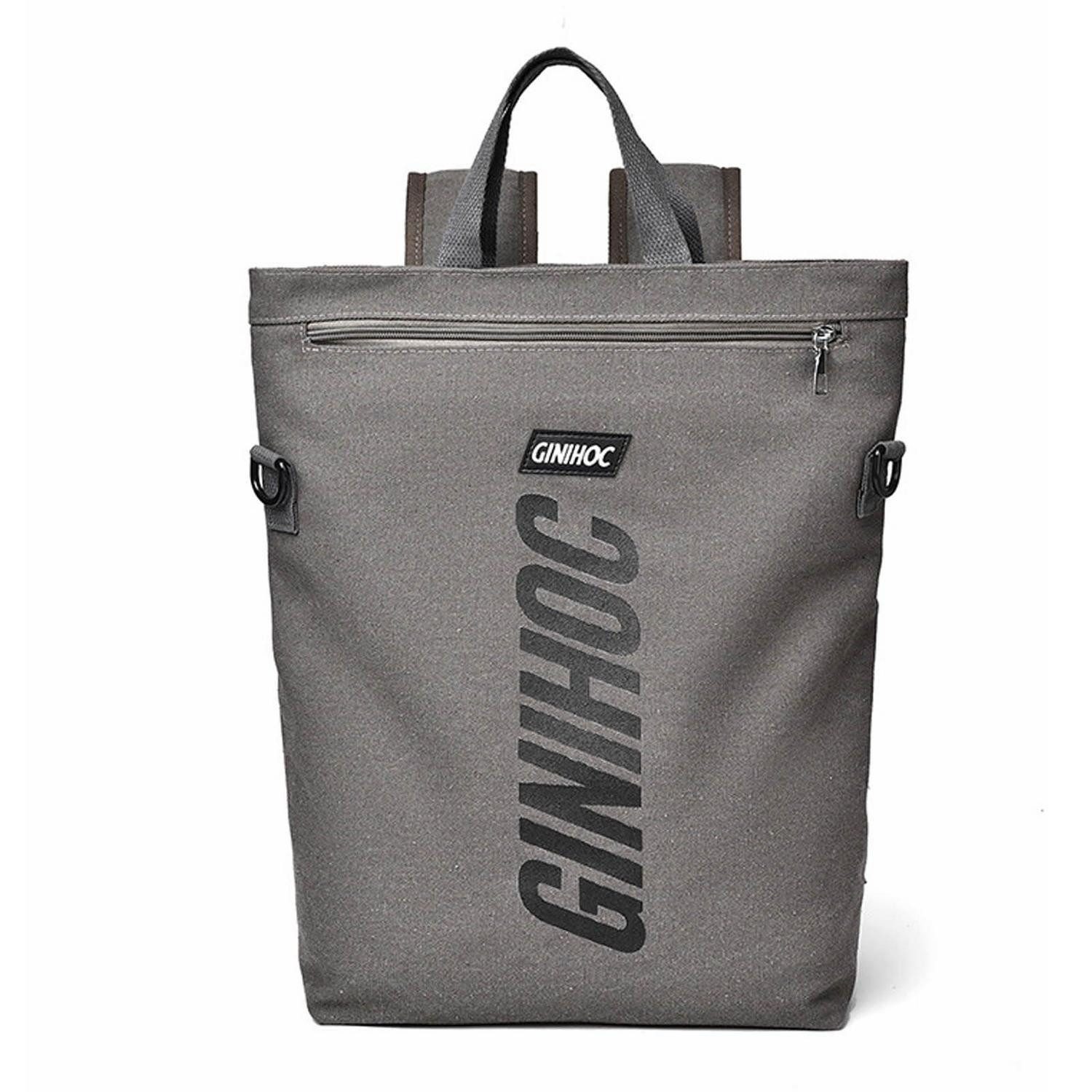 LuxusKollektion Schulranzen 3in1 Rucksack Reisetasche Canvas Grau