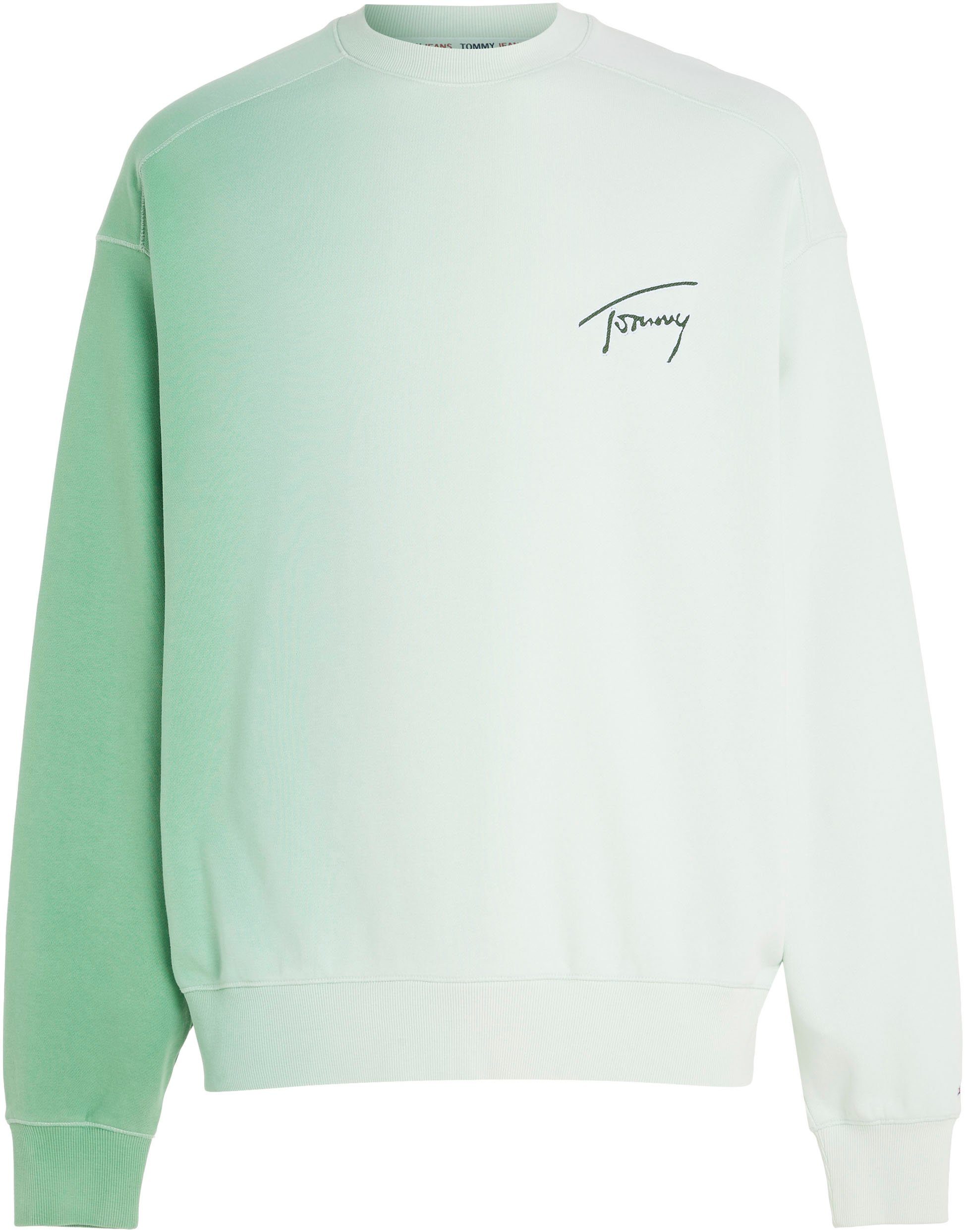 DIP Dip Tommy TJM Jeans Dye Sweatshirt CREW SIGNATURE BOXY Optik DYE in CoastalGreen/Multi