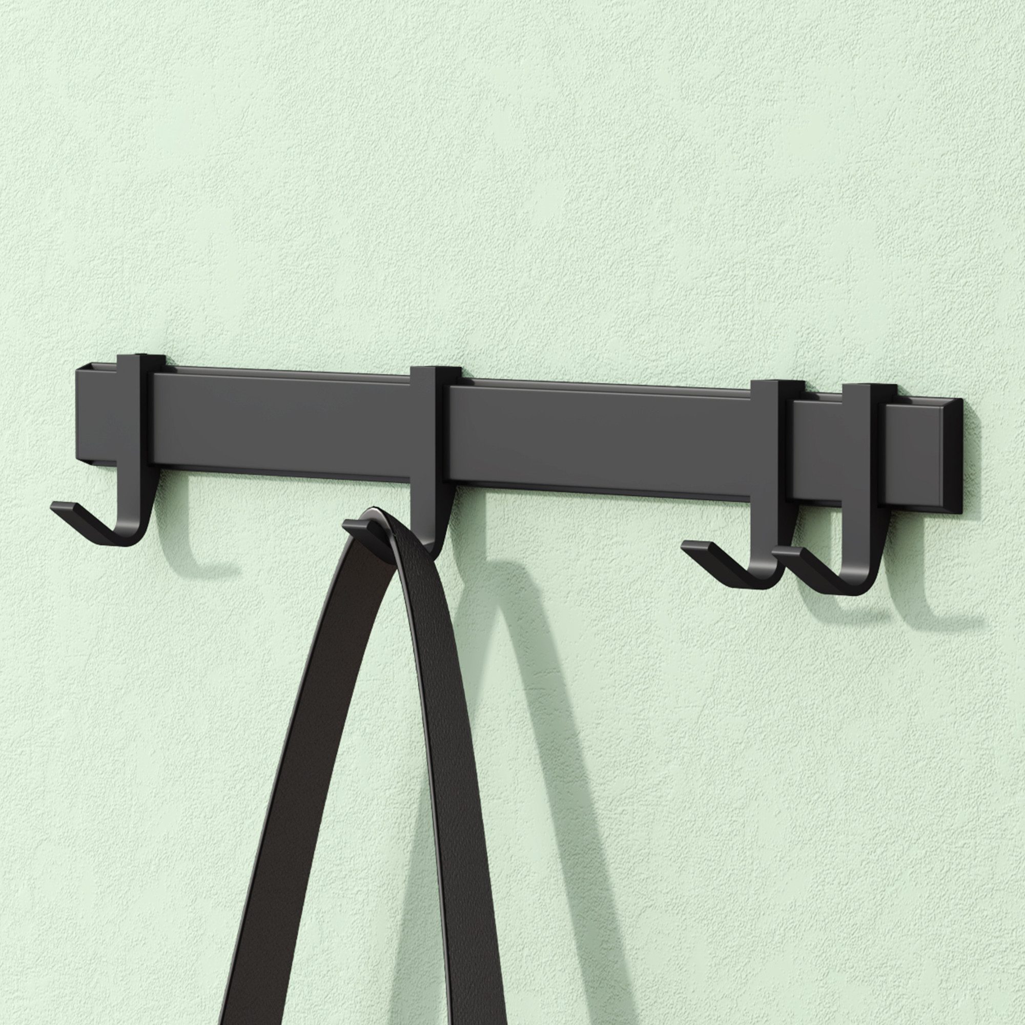 Mai & Mai Wandgarderobe Kleiderhaken Garderobenleiste aus Aluminium mit 4/6/8 Haken Stalo-12, Flexibel entlang der Schiene verschieben, individuell positionieren.