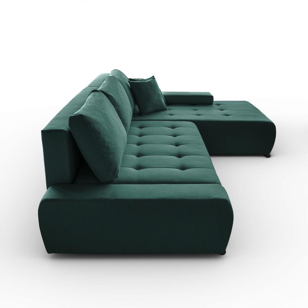 Beautysofa Ecksofa mit Schlaffunktion & Bettkasten DRACO L, BARREL-Stoff in modernen Farben, Liegefläche: 140x215 cm