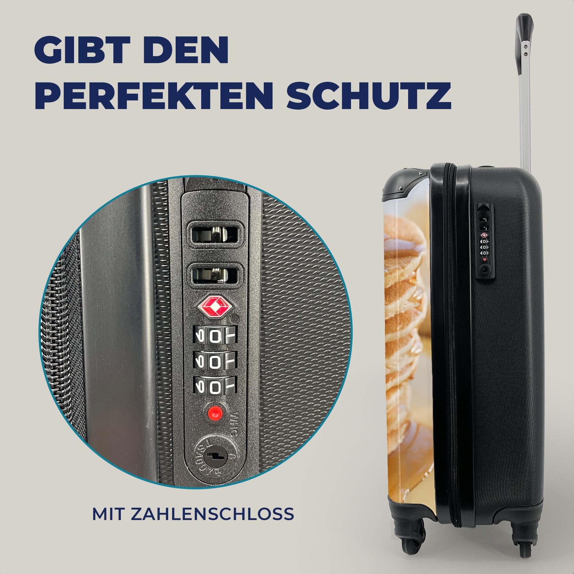 Pfannkuchenstapel MuchoWow gemacht, 4 Handgepäckkoffer rollen, Reisekoffer sehr Reisetasche Handgepäck Rollen, mit Trolley, wird Ferien, Dieser Sirup für mit süß