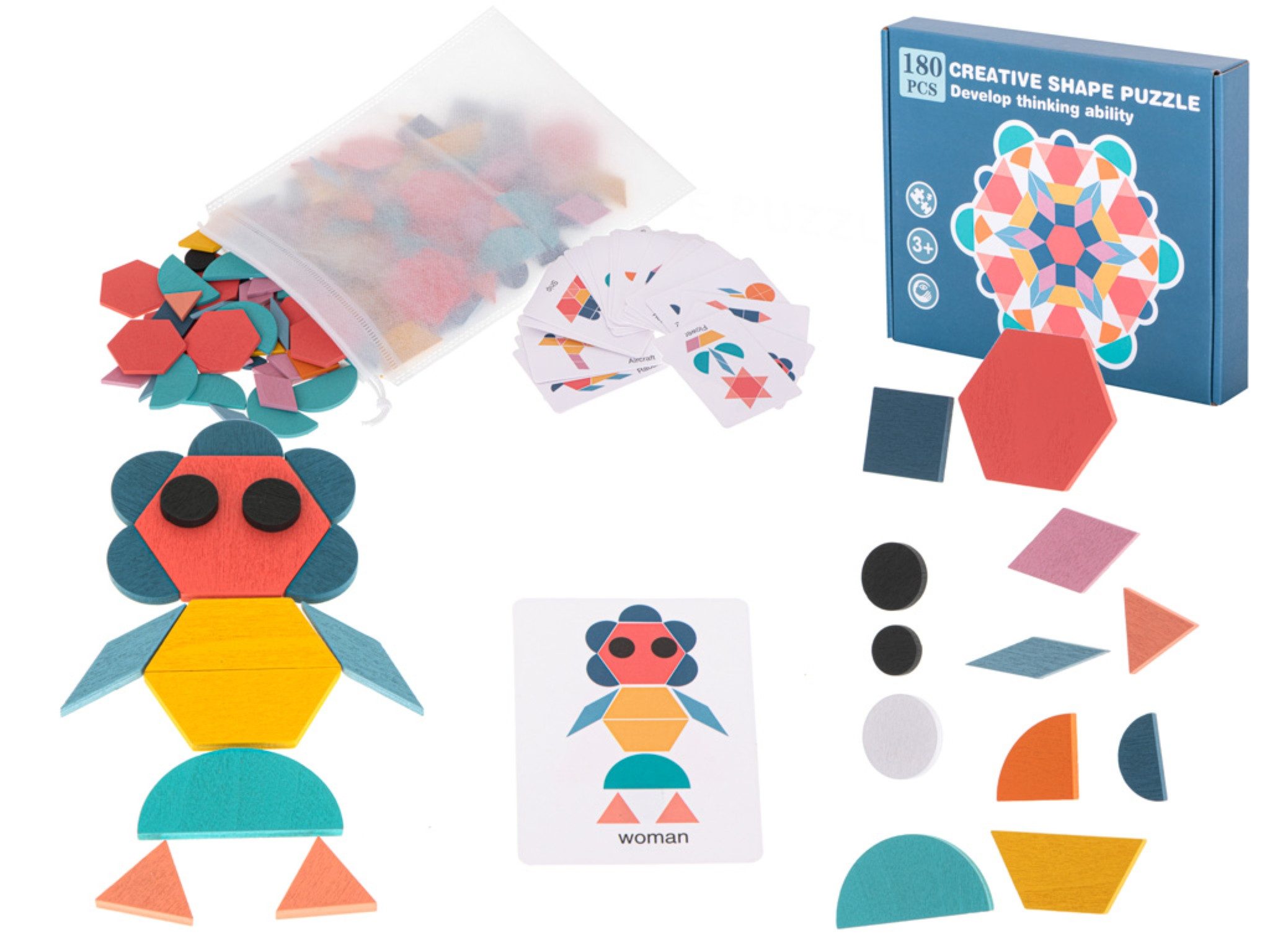 LA CUTE Puzzle Montessori Holzpuzzle 180 Teile – Kreatives Lernspiel für Ki günstig online kaufen