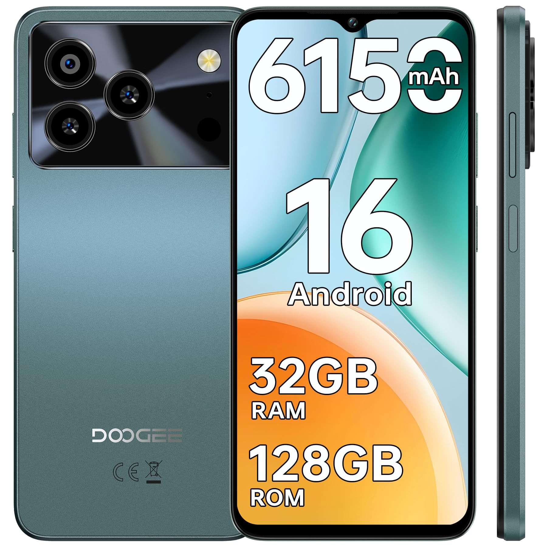 DOOGEE NOTE 56 Pro Android Handy 4GB+128GB 6150mAh ohne vertrag Smartphone (16,66 cm/6.56 Zoll, 128 GB Speicherplatz, 13 MP Kamera, Andriod 16, 6150mAh, Fingerabdruck, Dual SIM 4G, NFC, OTG, GPS)