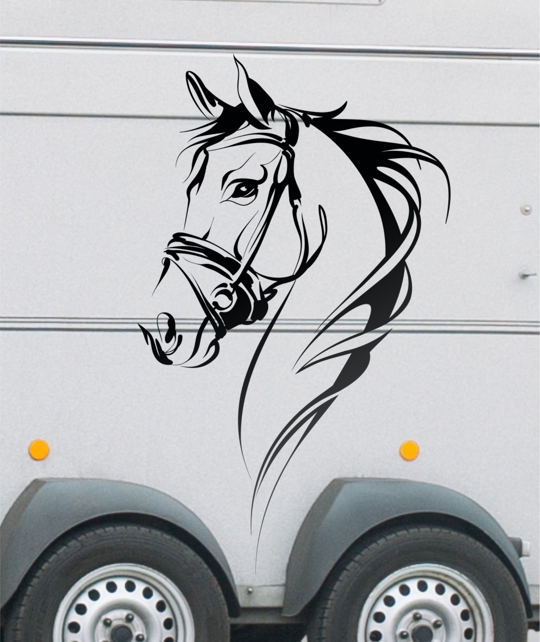 Wandtattoodesign Aufkleber Autoaufkleber Aufkleber für Pferdeanhänger Pferdekopf 60x36cm, 60x36cm