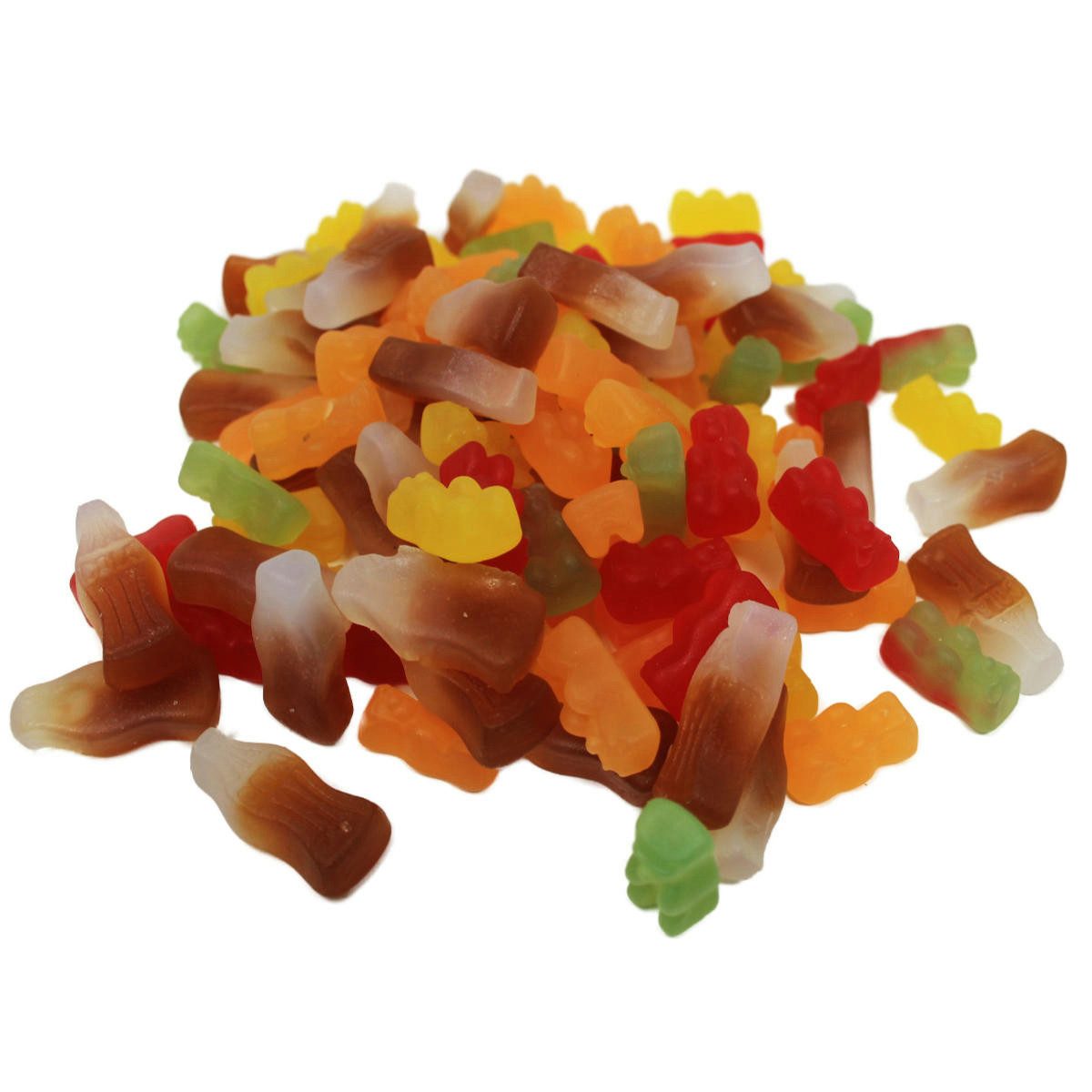 Fruchtgummi Bären & Co. Süßigkeit, Fruchtgummi Bären und Colaflaschen Mix zuckerfrei und vegan 175g