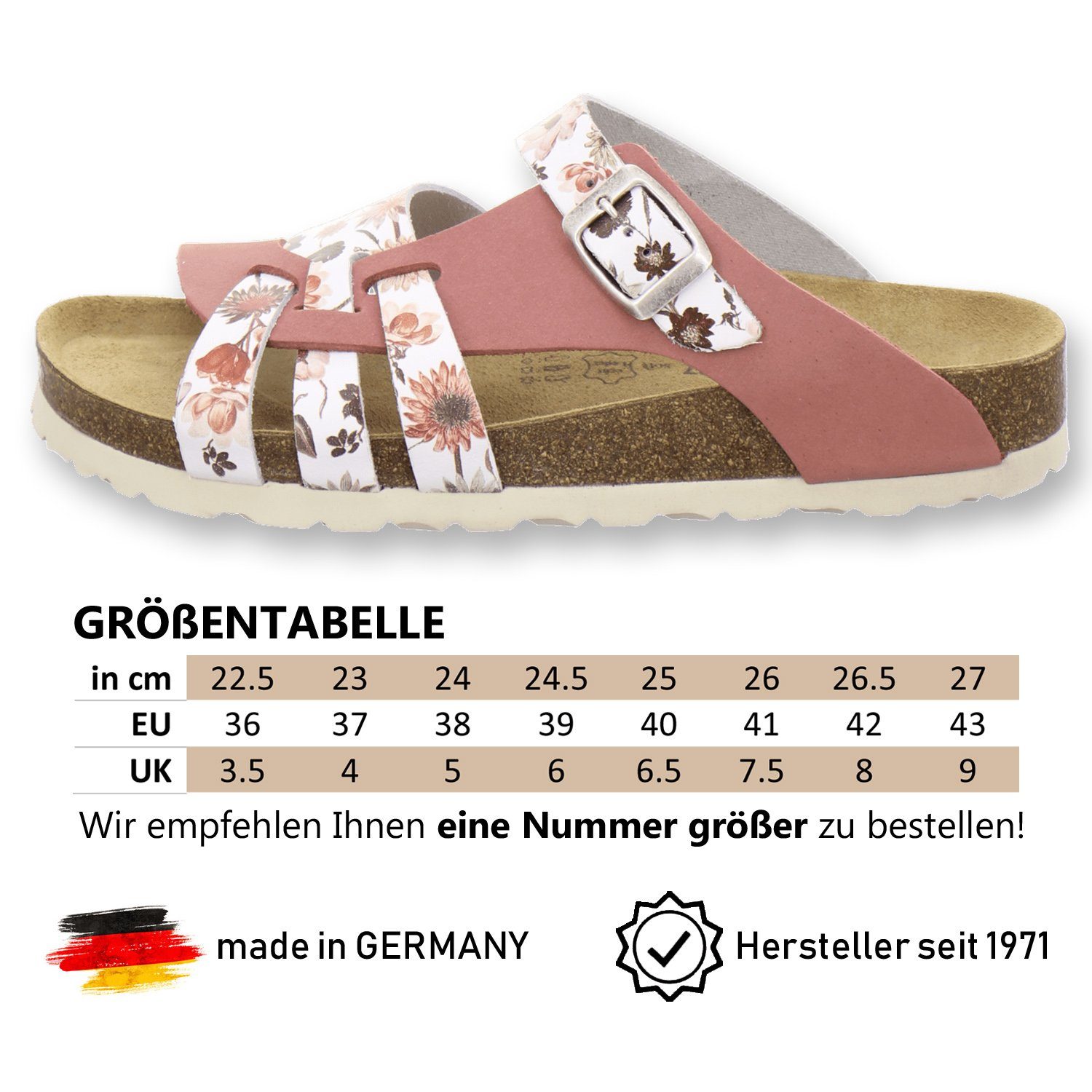AFS-Schuhe 2122 Damen Pantoletten aus echtem Leder hochwertige Hausschuhe für Frauen mit Eva-Sohle Made in Germany