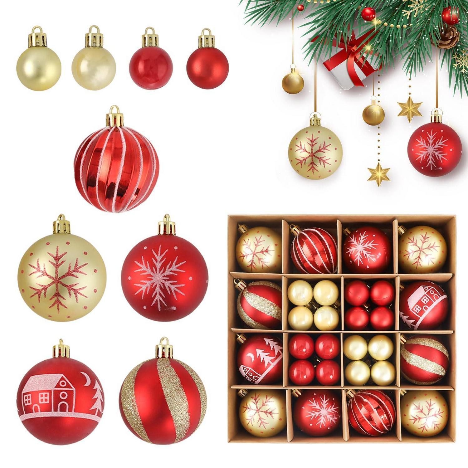 LuxusKollektion Weihnachtsbaumkugel Weihnachtskugeln Rot Gold 6cm 44 Stück Set (44 St)