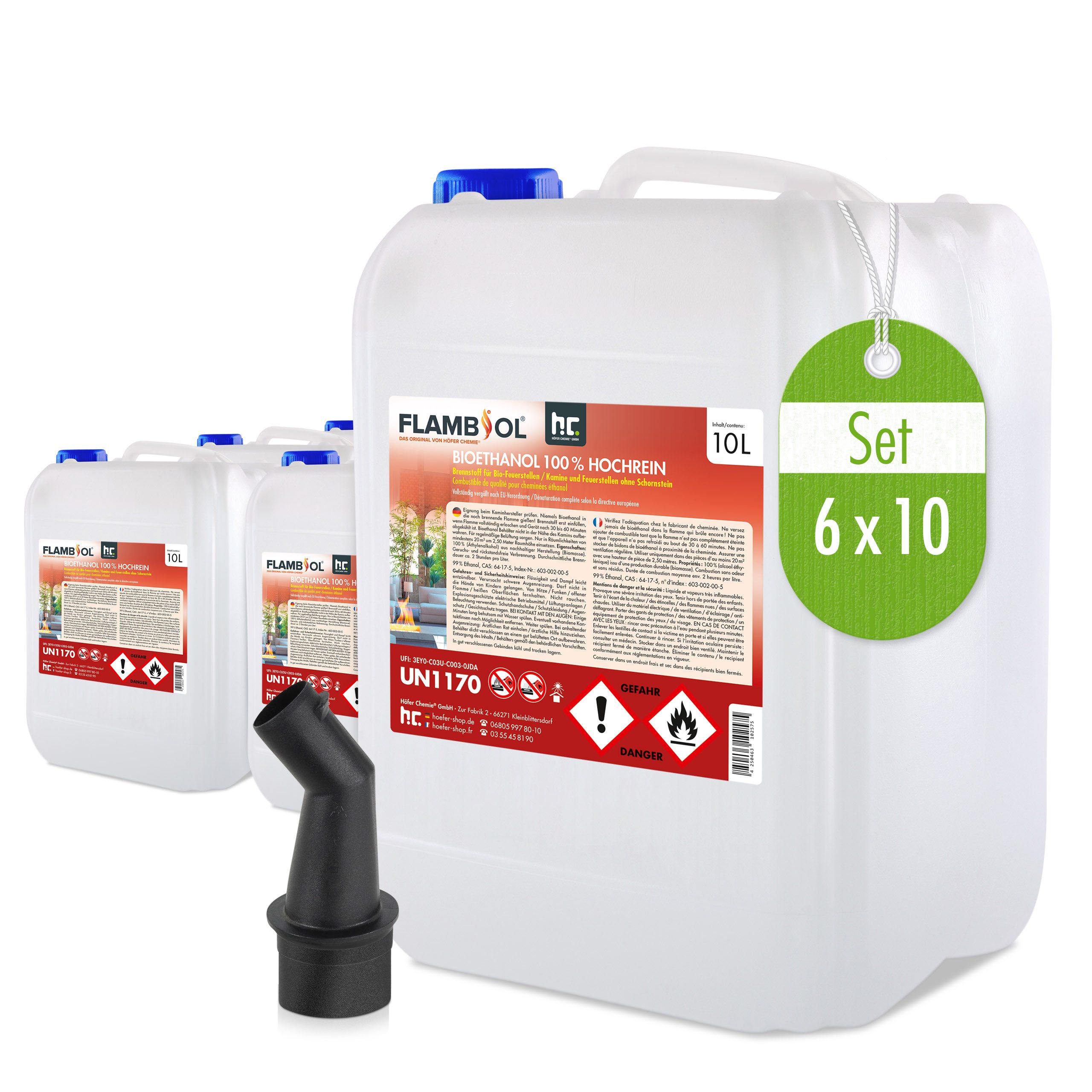 Bioethanol 6x 10 L FLAMBIOL® Bioethanol 100% Hochrein