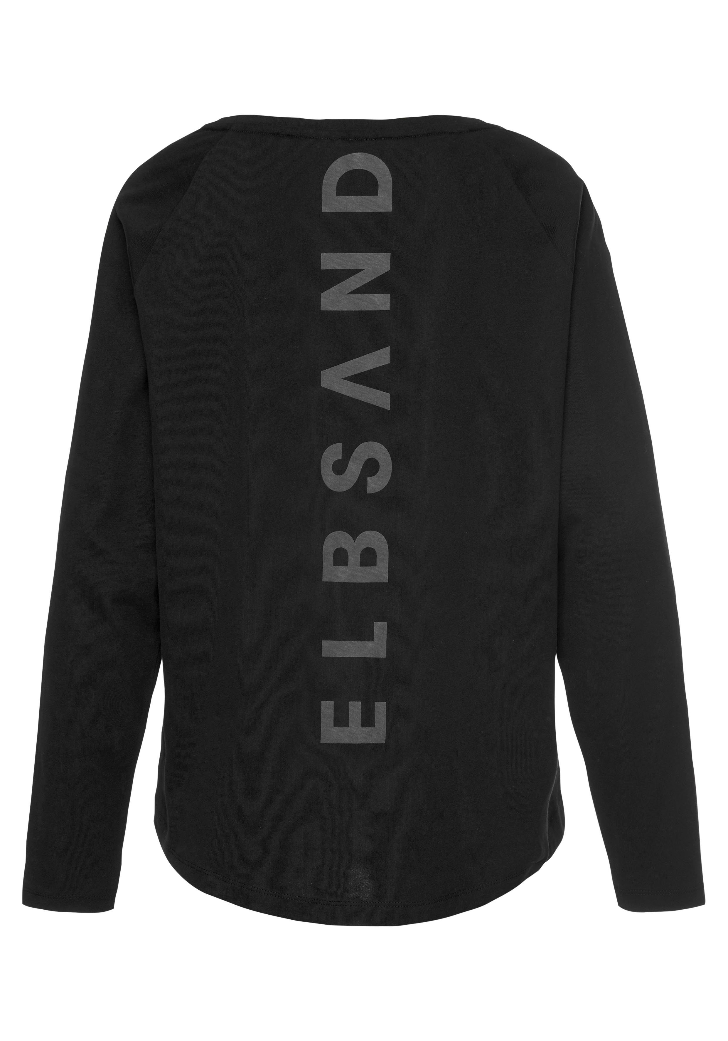 Langarmshirt sportlich-casual Baumwoll-Mix, Elbsand mit aus antharzit Tinna hinten, Longsleeve Logodruck