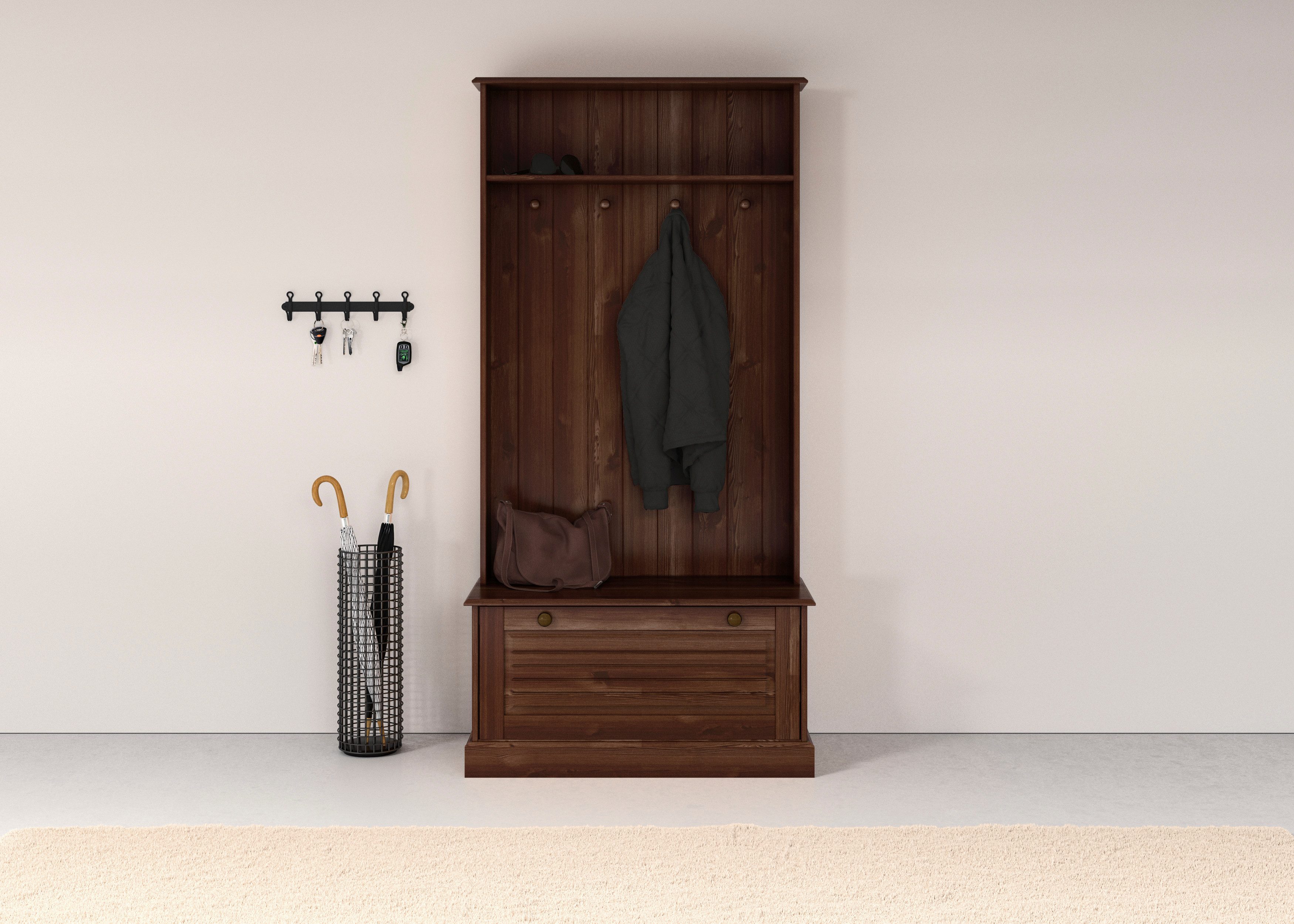 Home affaire Kompaktgarderobe "Liotta" Mit einer Klappe und 4 Kleiderhacken günstig online kaufen