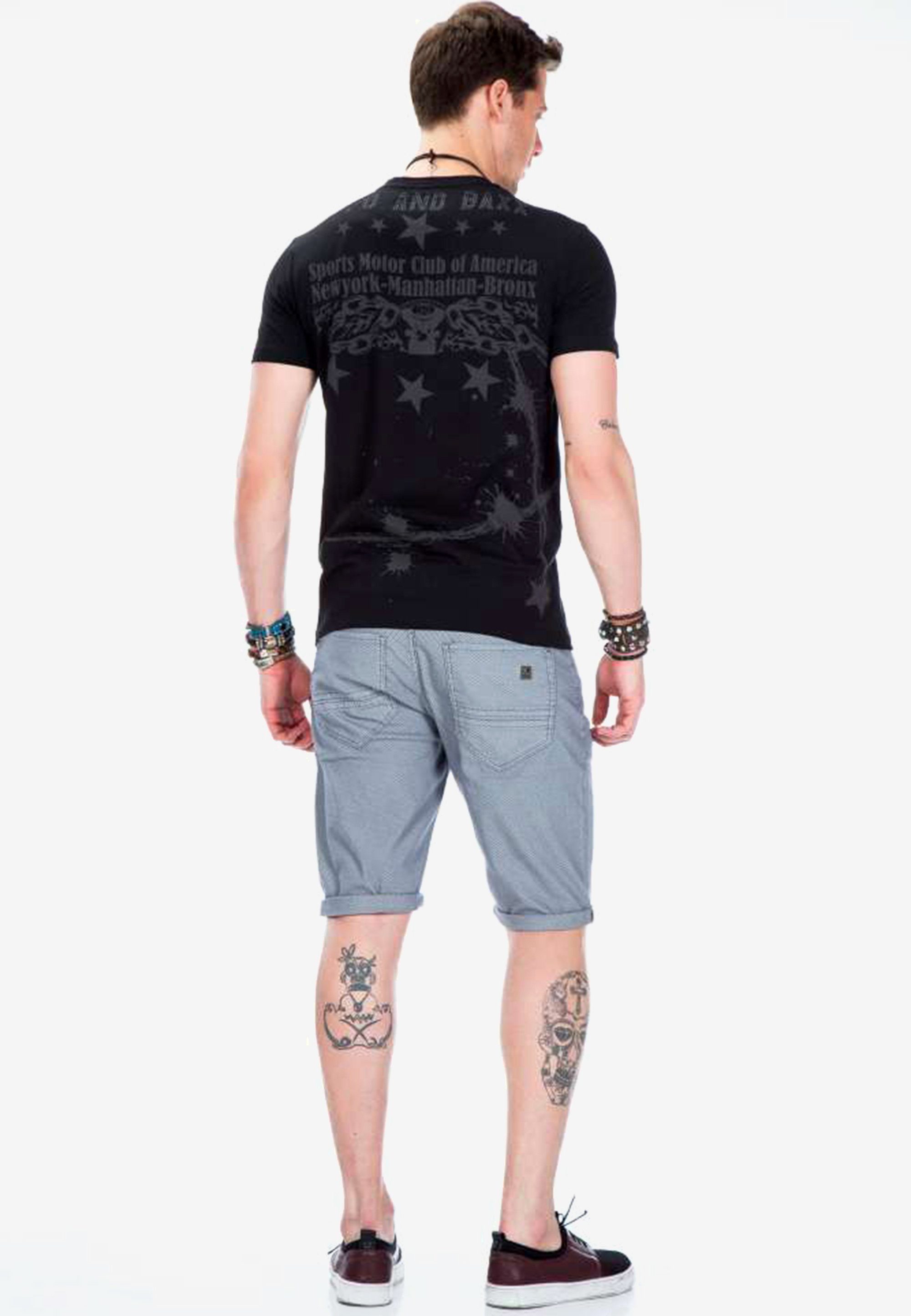 Print & Bikerstil im schwarz Cipo mit Baxx T-Shirt coolem