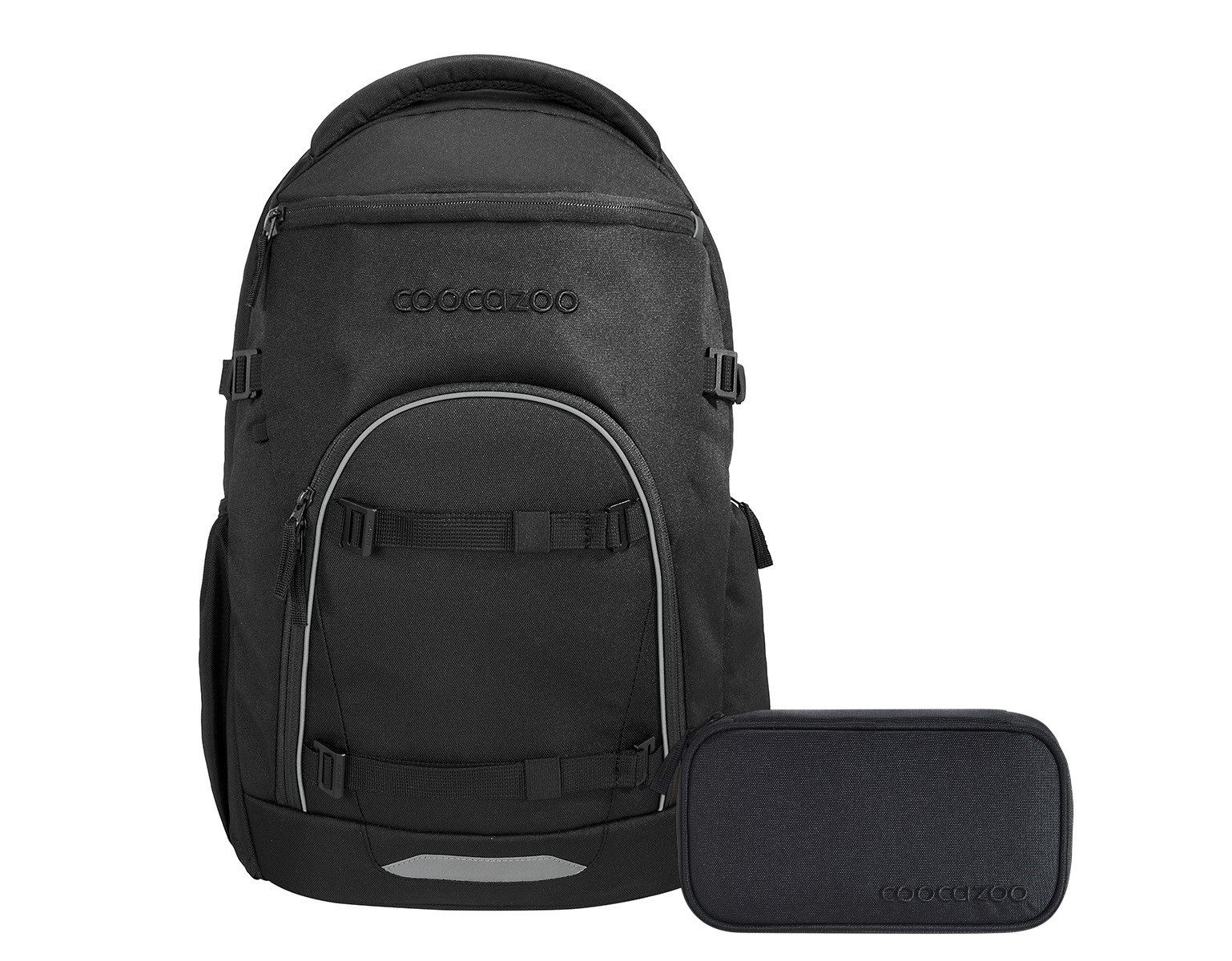 coocazoo Schulranzen Schulrucksack-Set BYTE Black Coal 2-teilig (2-teilig), für digitale Schule, ergonomisch, Easy-Grow-System
