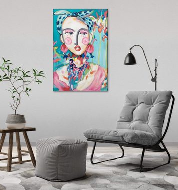 KUNSTLOFT Gemälde Frida in Trad 60x90 cm, Leinwandbild 100% HANDGEMALT Wandbild Wohnzimmer