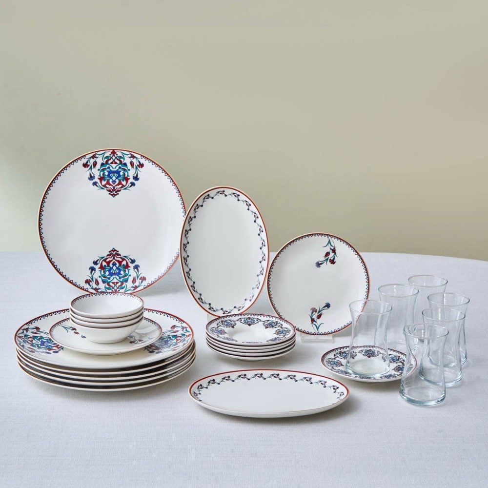 Karaca Frühstücksteller Karaca Nakkaş 26-teiliges 6-Personen Frühstücksset Geschirrset
