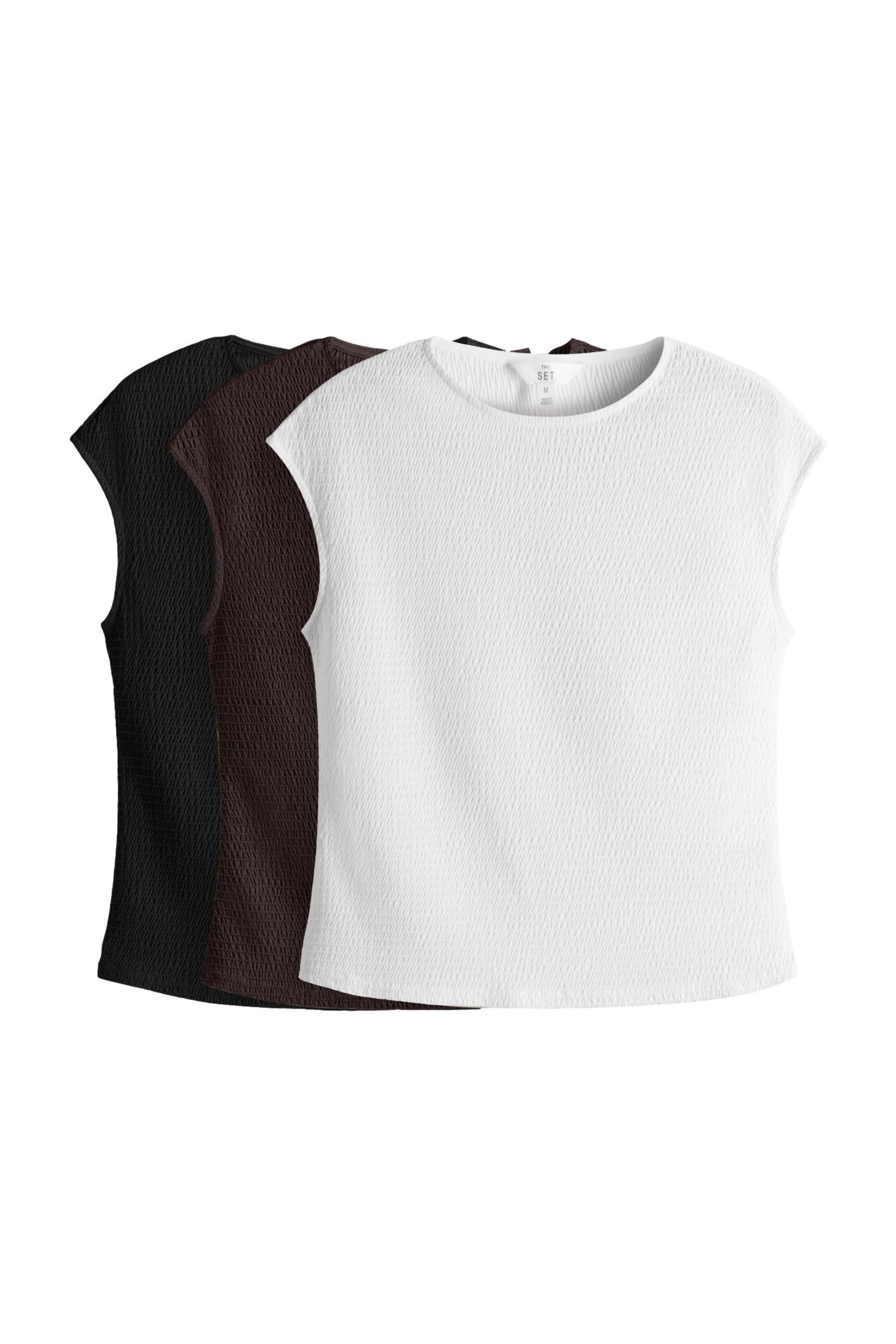 The Set T-Shirt The Set strukturierte T-Shirts, 3er-Pack (3-tlg)
