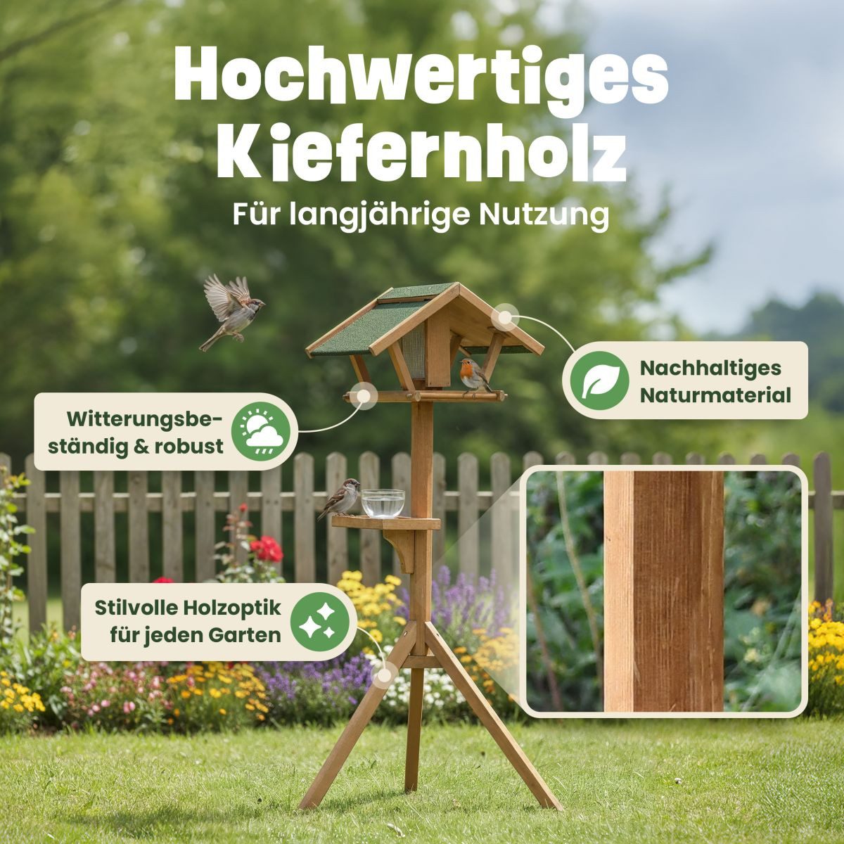 Zooprinz Vogelhaus mit Ständer Ablage und Futtersilo, Vogelfutterhaus, Futt günstig online kaufen