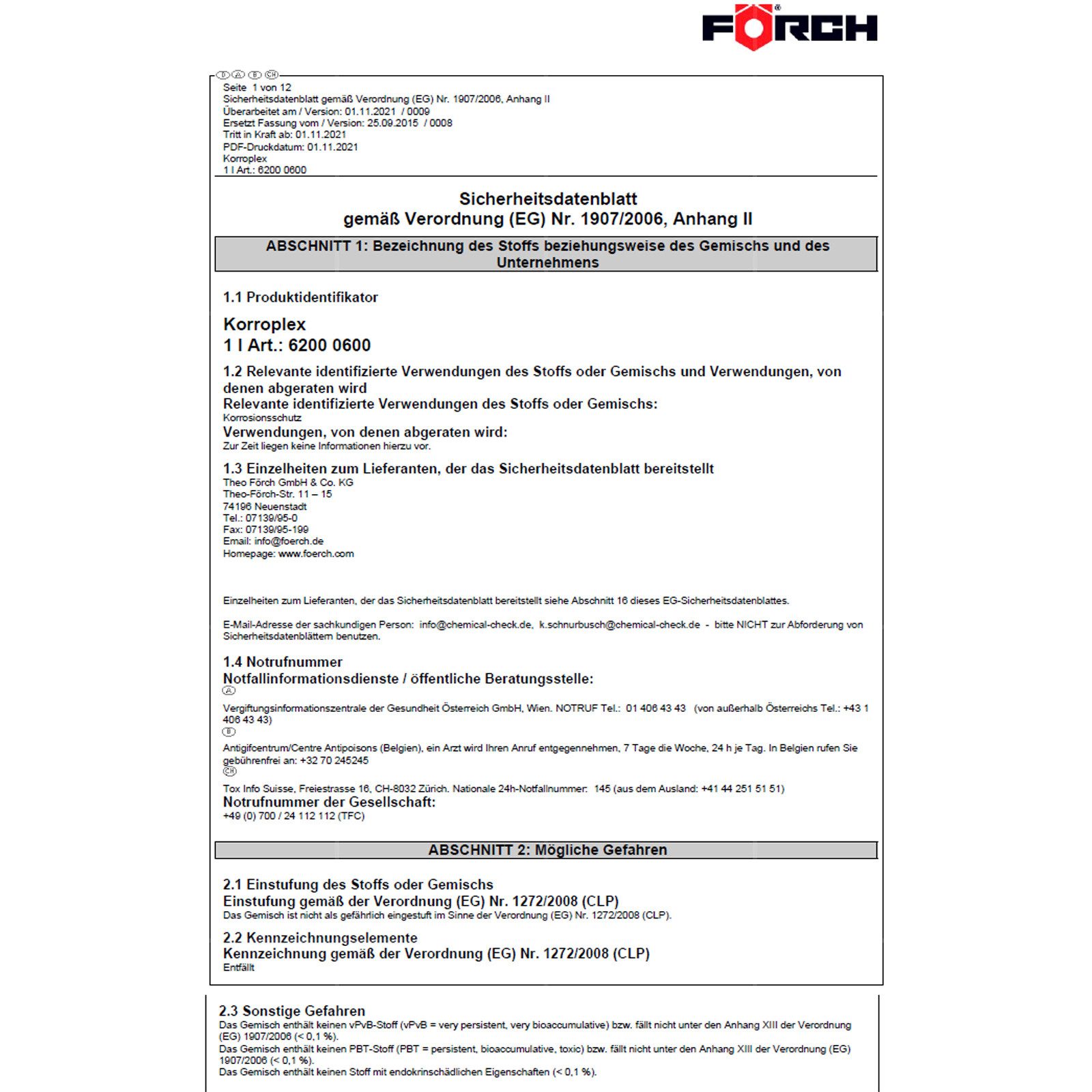 FÖRCH L237 Korroplex - 1 Ltr Rostentferner