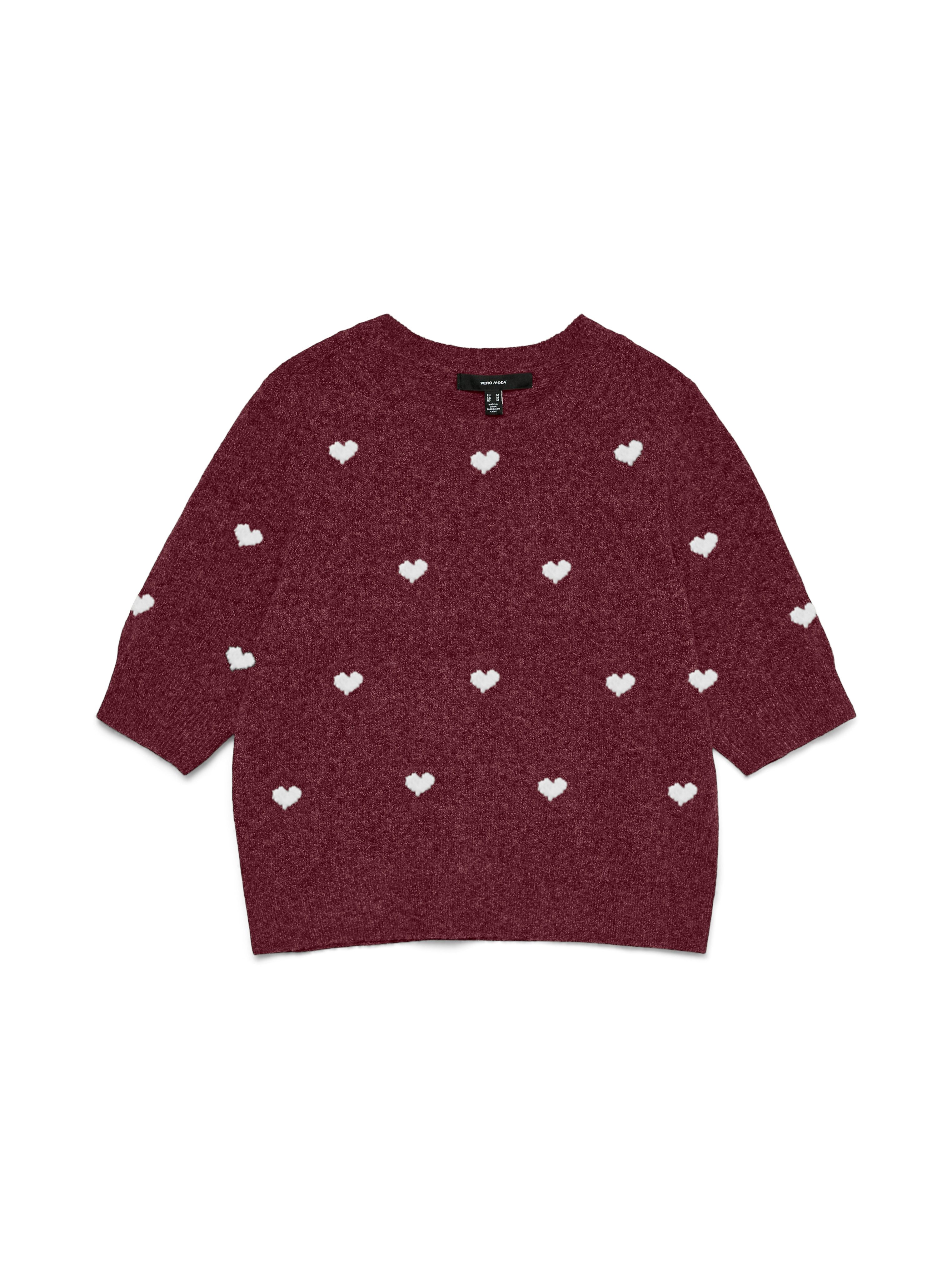 Vero Moda Kurzarmpullover VMDOFFY INTARSIA 2/4 O-NK PULLOV GA NOOS Materialmix, Stretch, regular fit