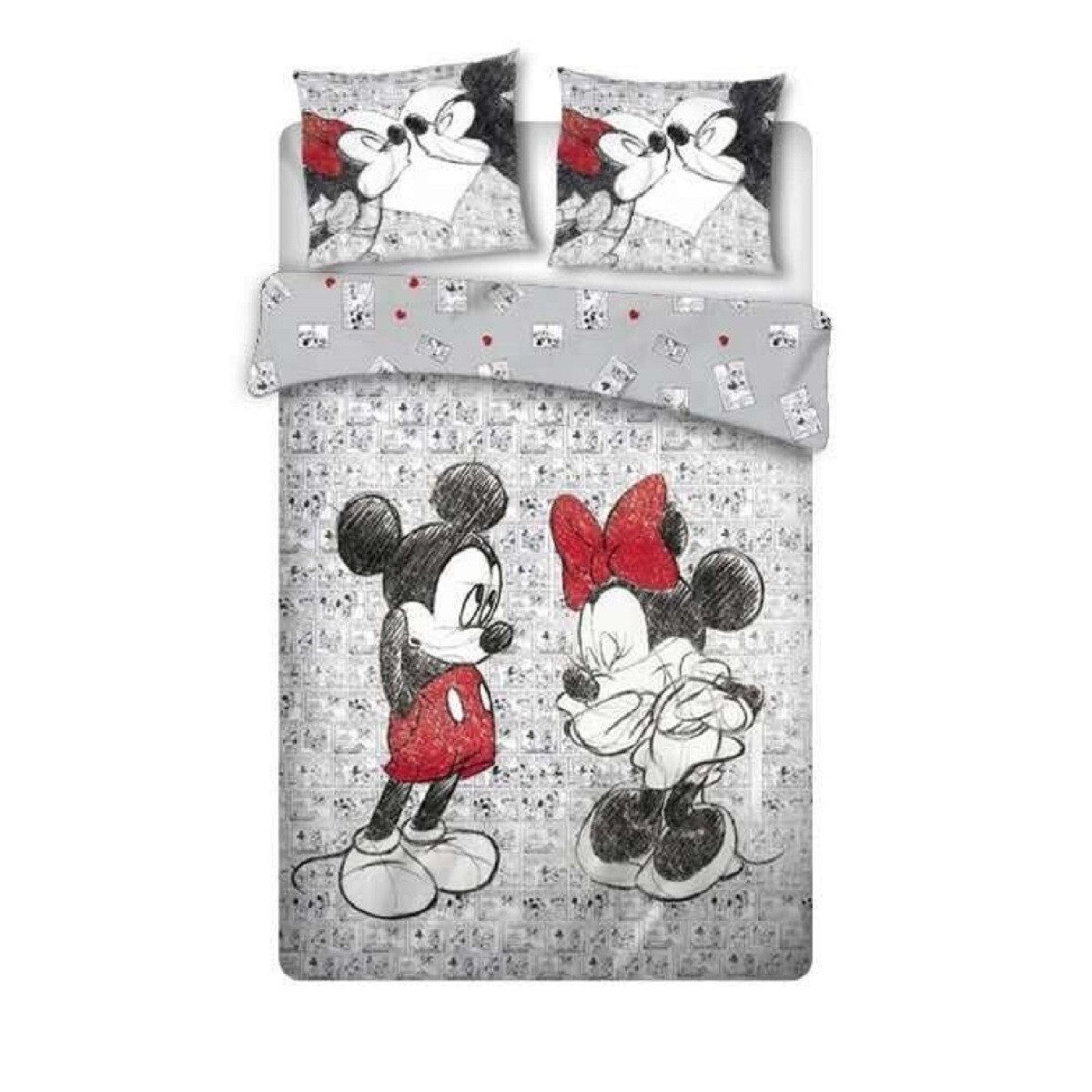Disney Mickey Mouse Bettwäsche 1x Deckenbezug 240x220 cm & 2x Kissenbezüge 63x63 cm aus Mikrofaser, 3 teilig