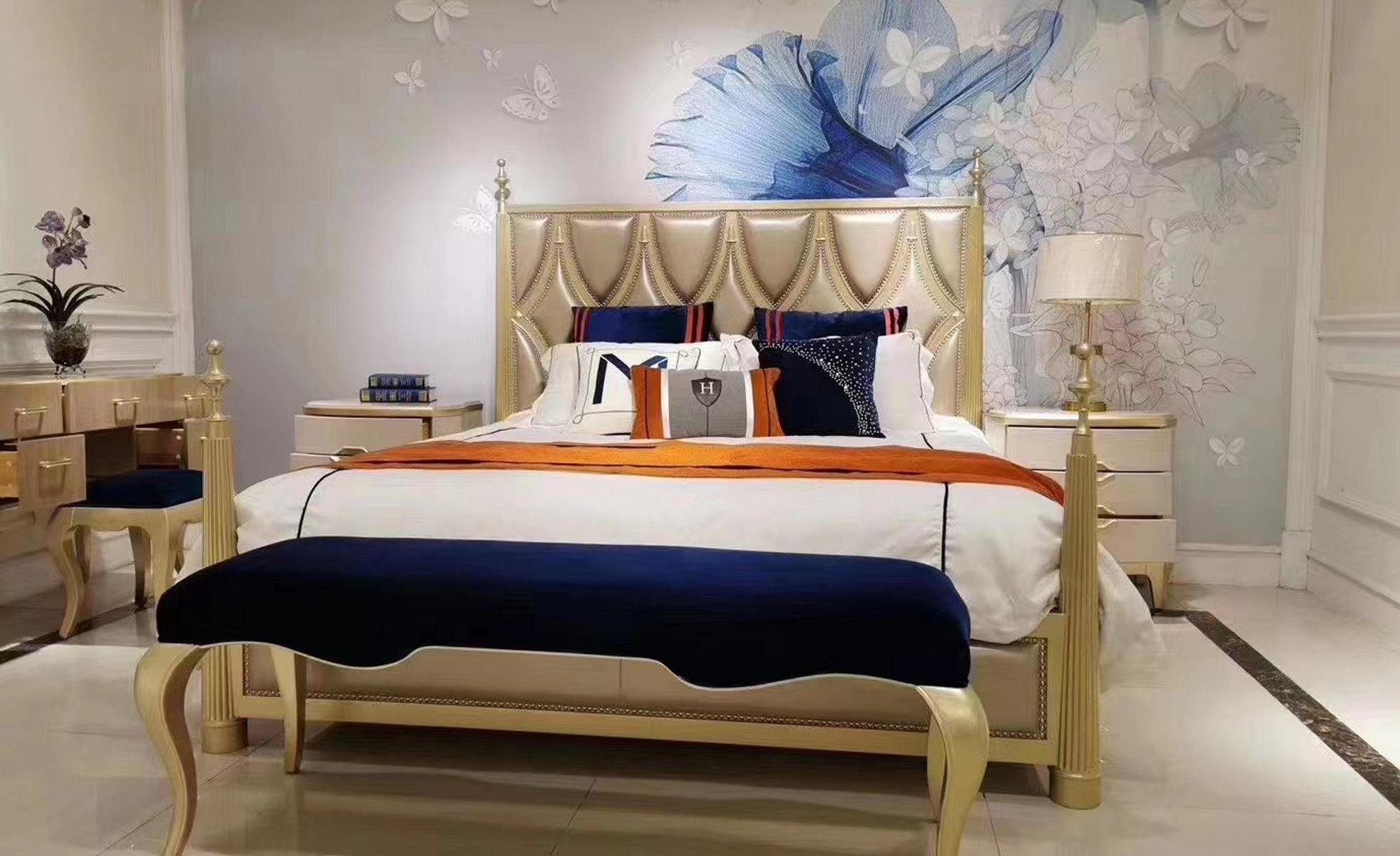 JVmoebel Bett, Design Schlafzimmer Bett Luxus Doppel Betten Holz Modern Polster