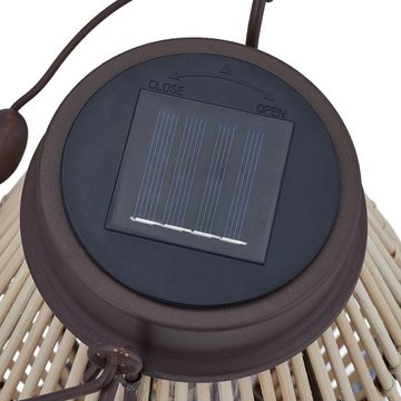 relaxdays LED Solarleuchte Solarlampe Rattan & Metall