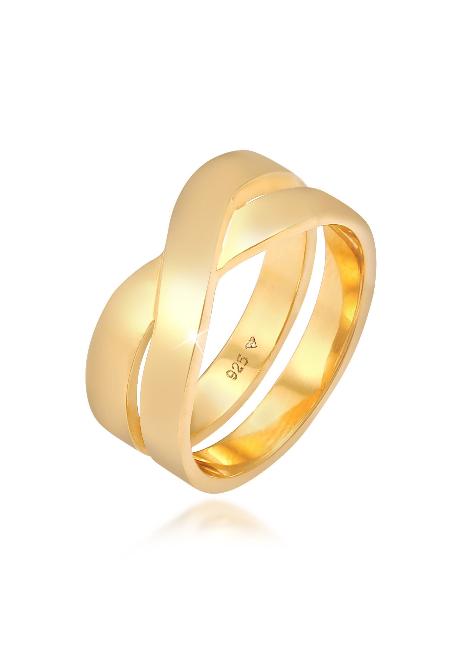 Perfekt Kuzzoi Silberring Herren Gold Silber Look 925 Bandring Überkreuz