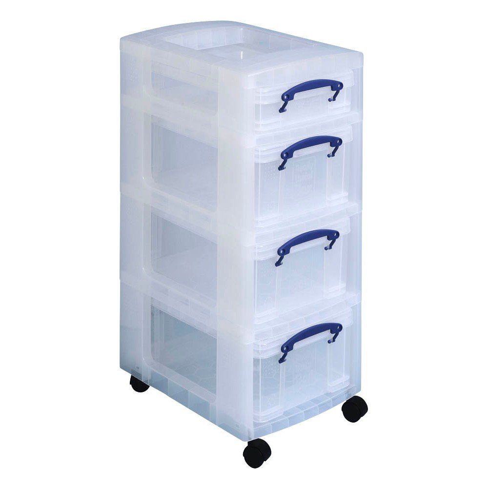 REALLYUSEFULBOX Aufbewahrungsbox 1 Aufbewahrungsboxen-Turm mit Rollen - transparent