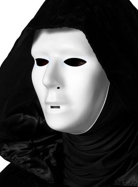 Maskworld Kostüm Ghost Face: Schwarzer Umhang mit weißer Maske, 2-teiliges Set zur schnellen, gruseligen Verwandlung