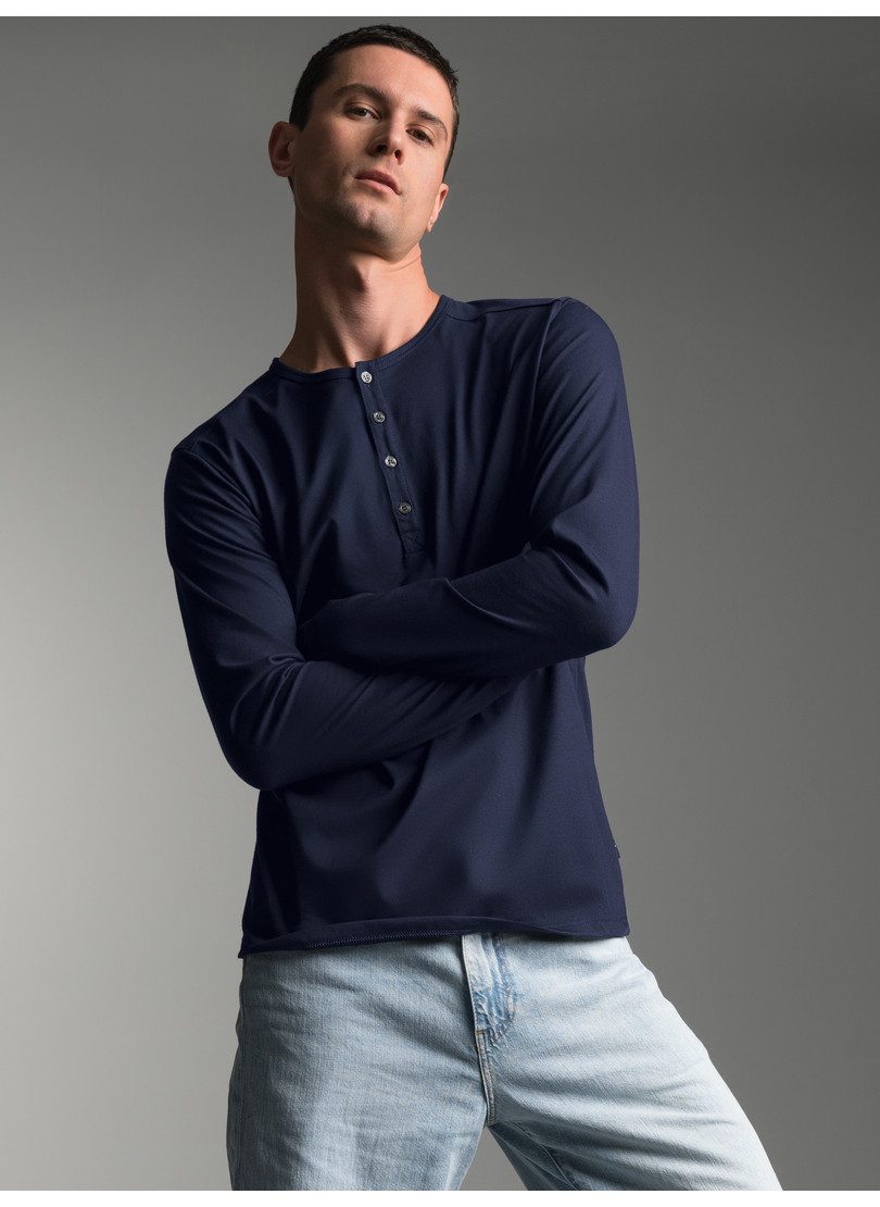 Trigema Longsleeve TRIGEMA Langarmshirt mit Knopfleiste (1-tlg)