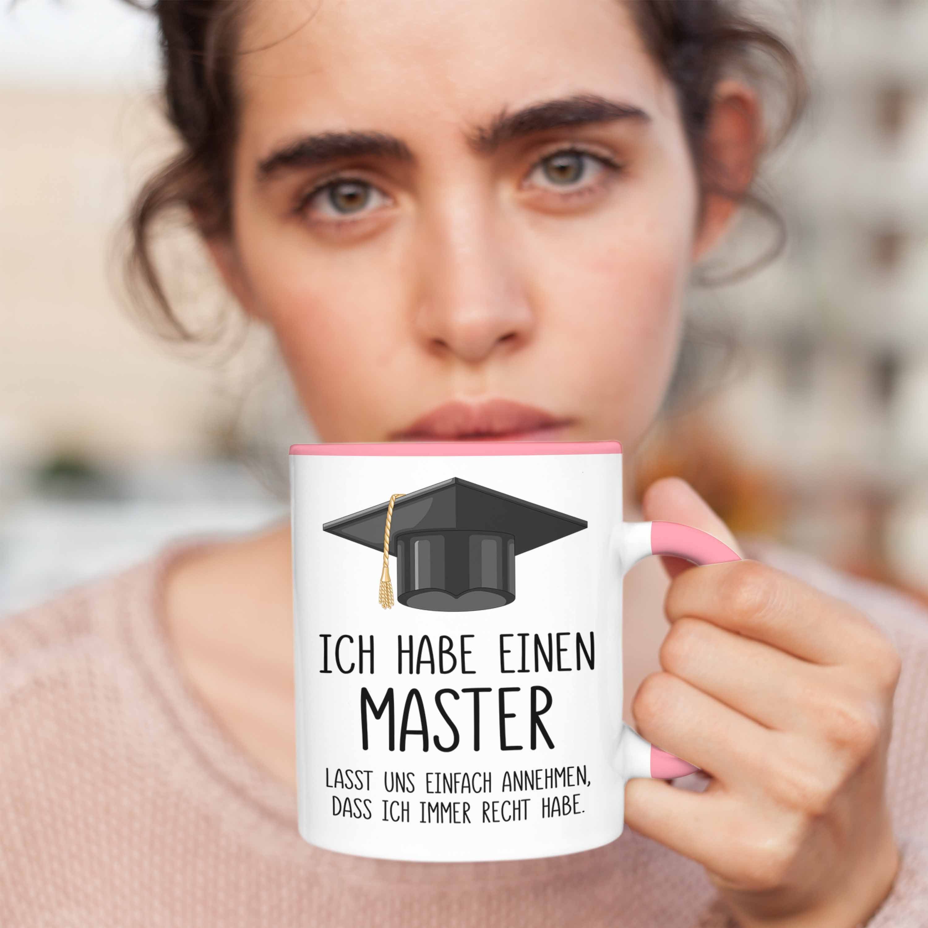 Master Geschenkidee Tasse Geschenk Graduation - Trendation Abschluss Bestanden Trendation Prüfung Spruch Rosa Tasse Master Bestandene