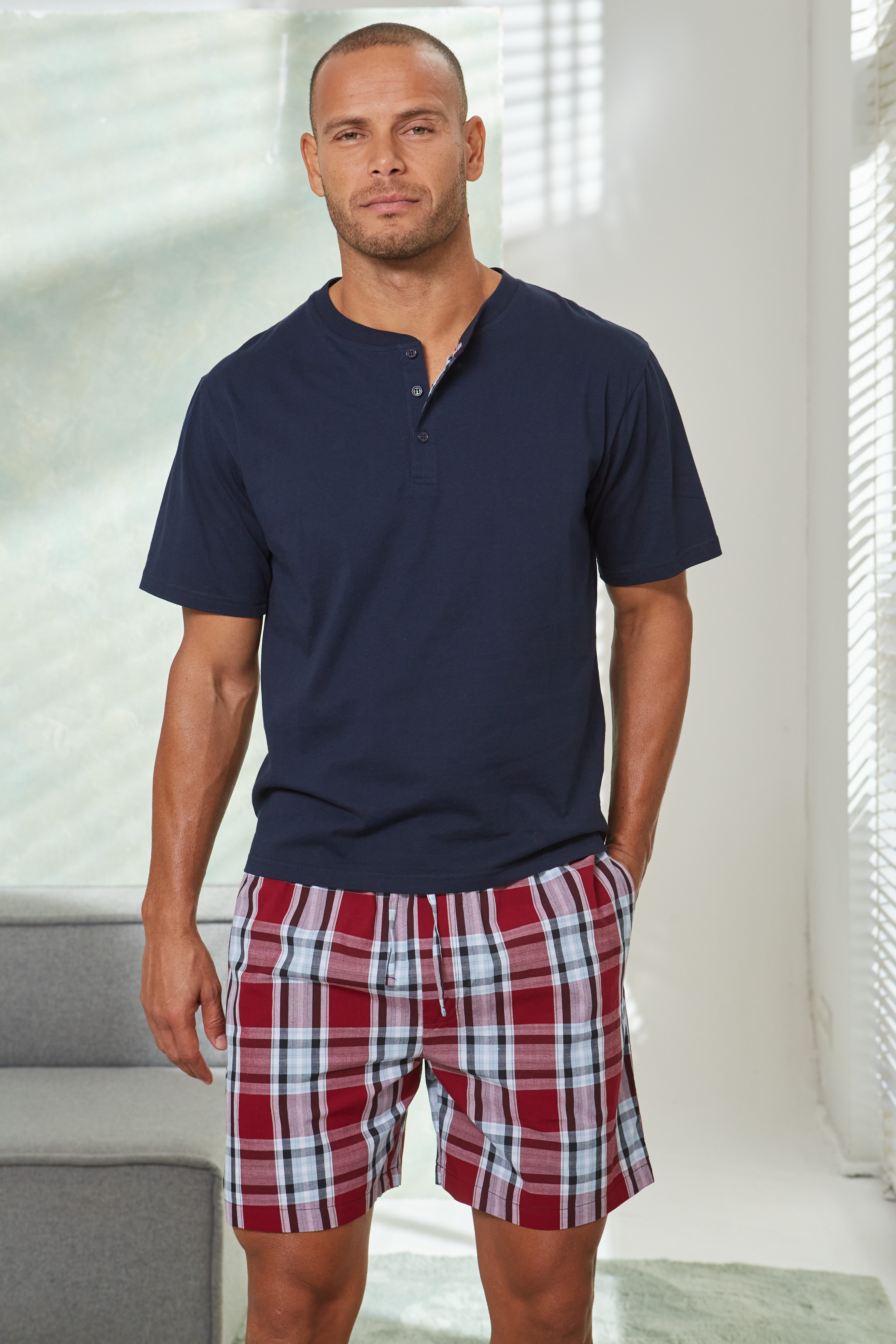 H.I.S Pyjama (2 tlg., 1 Stück) Schlafanzug mit Webshorts