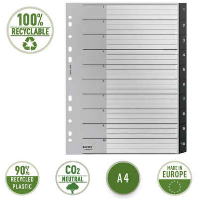 LEITZ Aktenordner Register Recycle, Trennblätter mit stabilem Deckblatt, Register DIN A4