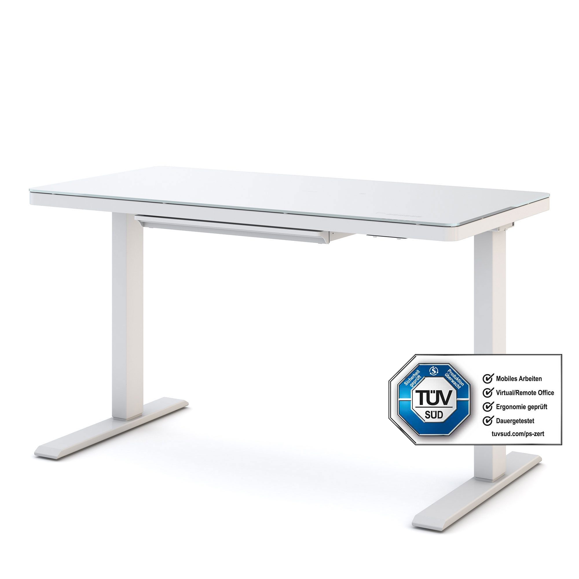 ASSMANN Büromöbel Schreibtisch Vindaro (120x60cm Weiß elektrisch höhenverstellbar 2-fach-Motorik Einfachhub, einfache Montage, für Büro und Homeoffice), TÜV-zertifiziert, 5 Jahre Herstellergarantie