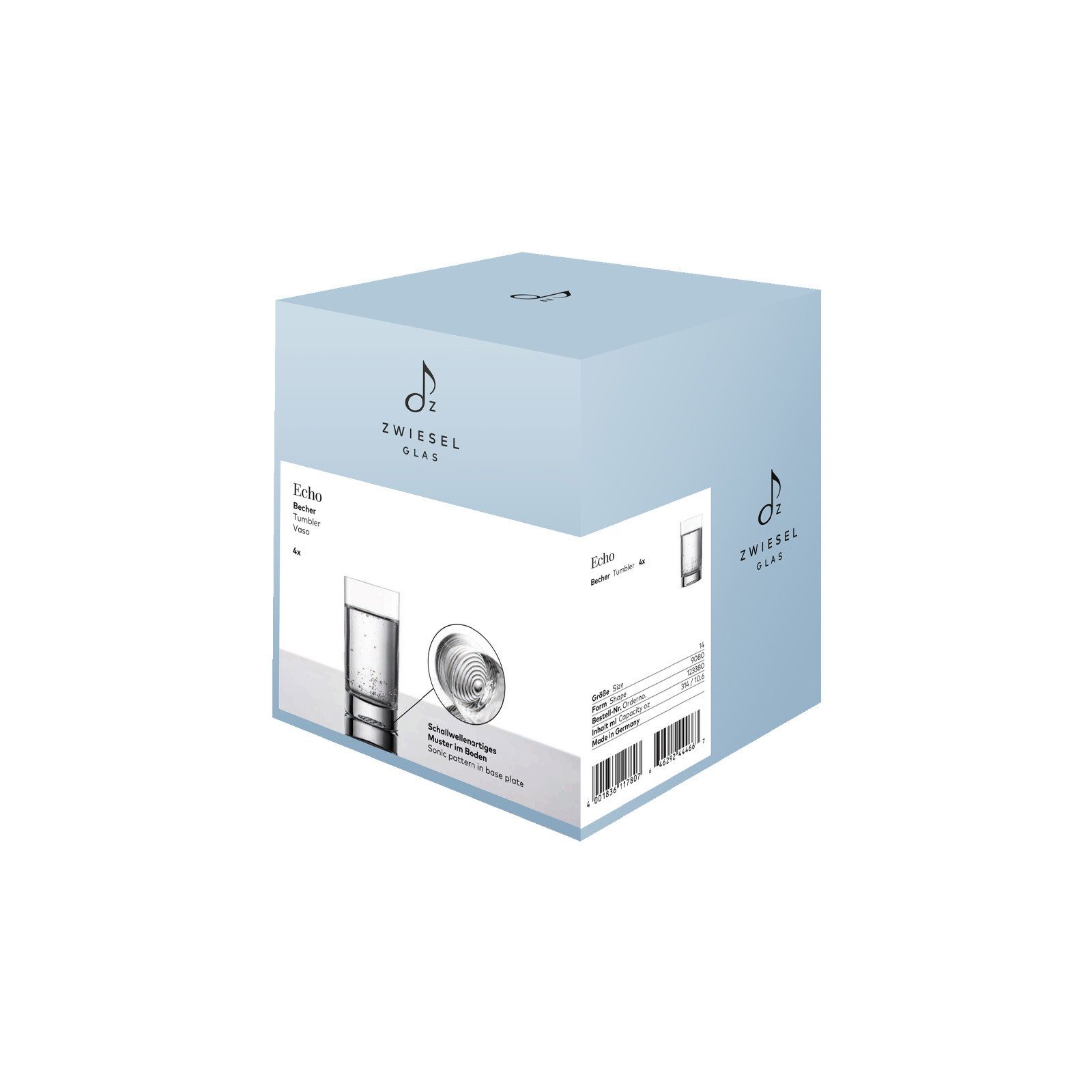 Zwiesel Glas Glas ECHO Becher 314 ml 4er Set, 4-tlg., Glas