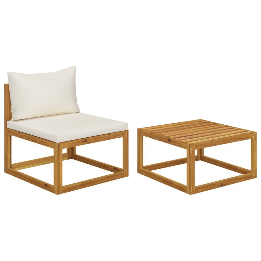 Sofaelement 2-tlg. Garten-Sofagarnitur mit Auflage Massivholz