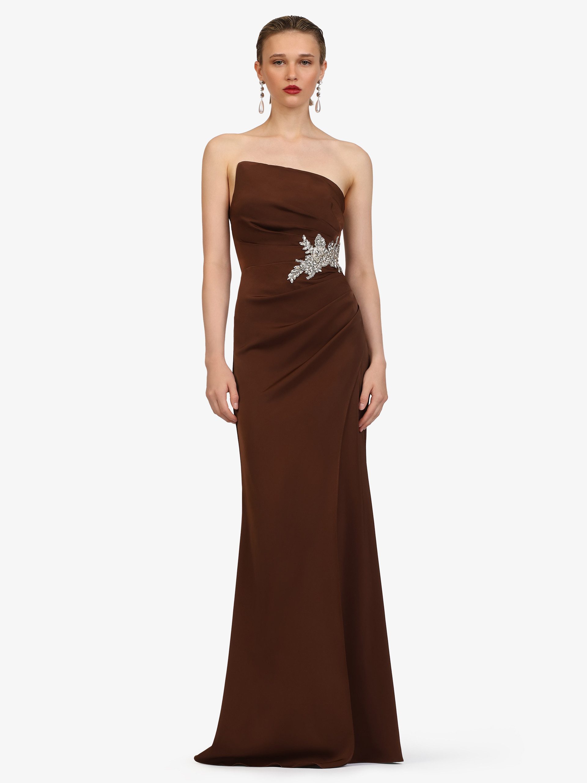Kraimod Abendkleid mit Schnürrücken und Schlitz