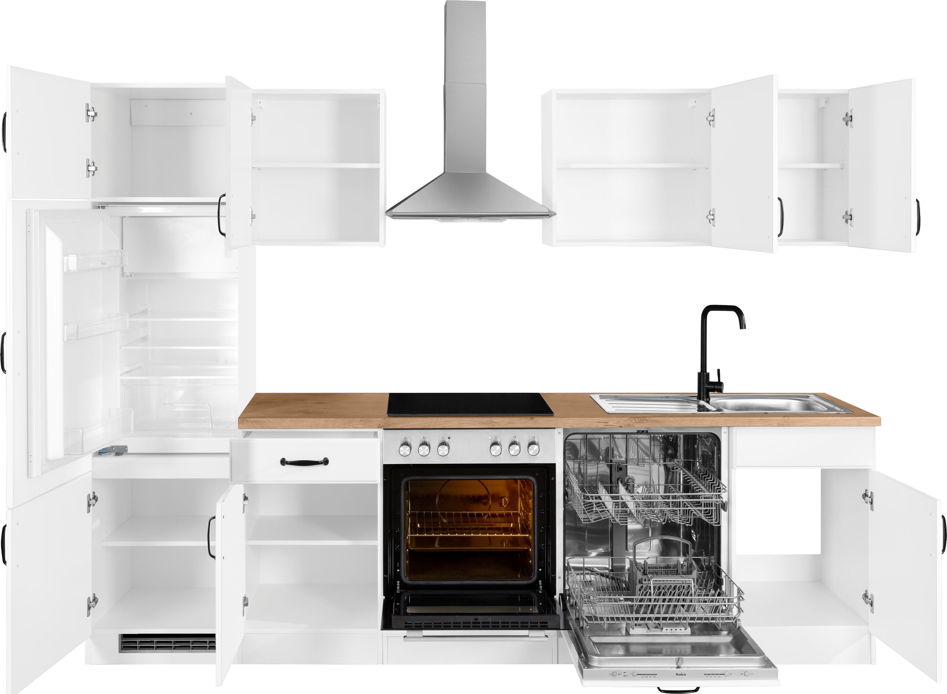 wiho Küchen Küchenzeile Erla, TOPSELLER, mit E-Geräten, Breite 280 cm