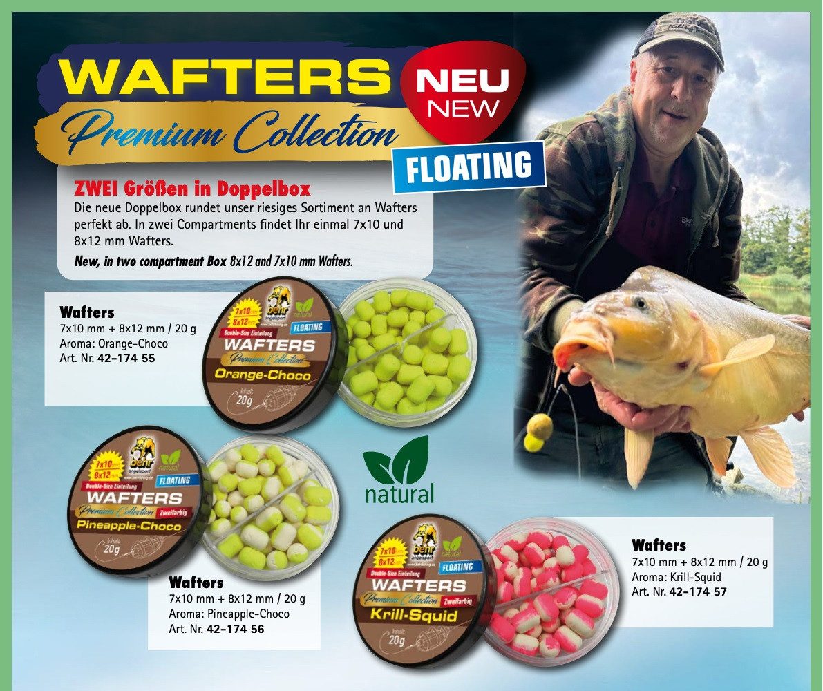 Behr Kunstköder 3er SET Wafters 7x10mm - 8x12mm - je 20g - ver. Aromen - schwimmend, (3-St)