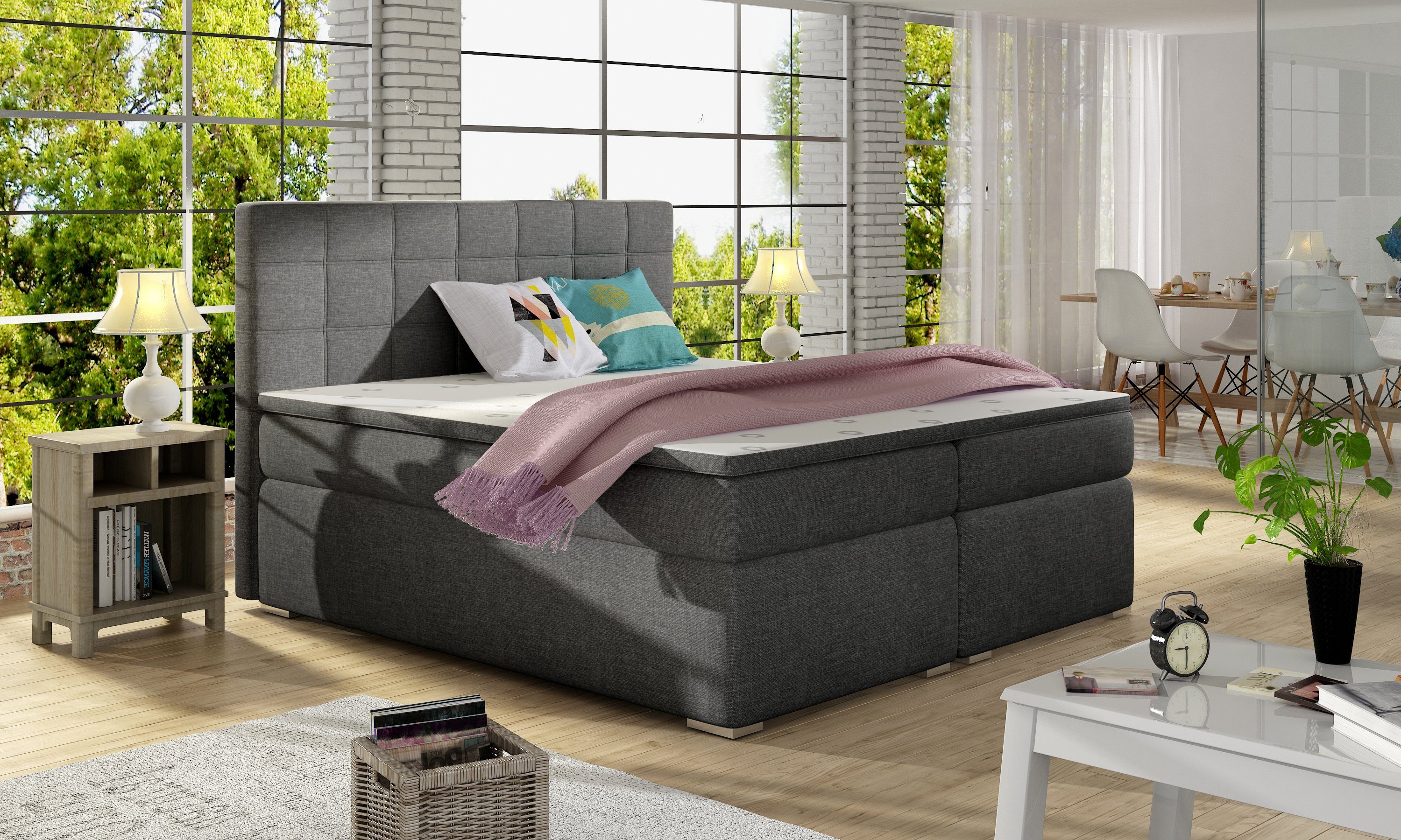 Best for Home Boxspringbett Alice, Bonellfederkern, Bettkasten, Topper Sawana 05